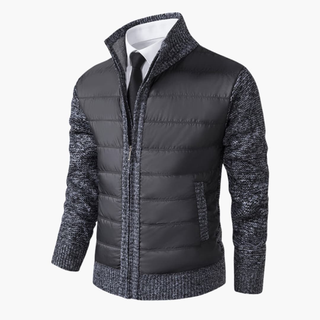 Veste Matelassée Homme avec Manches Tricotées et Col Montant