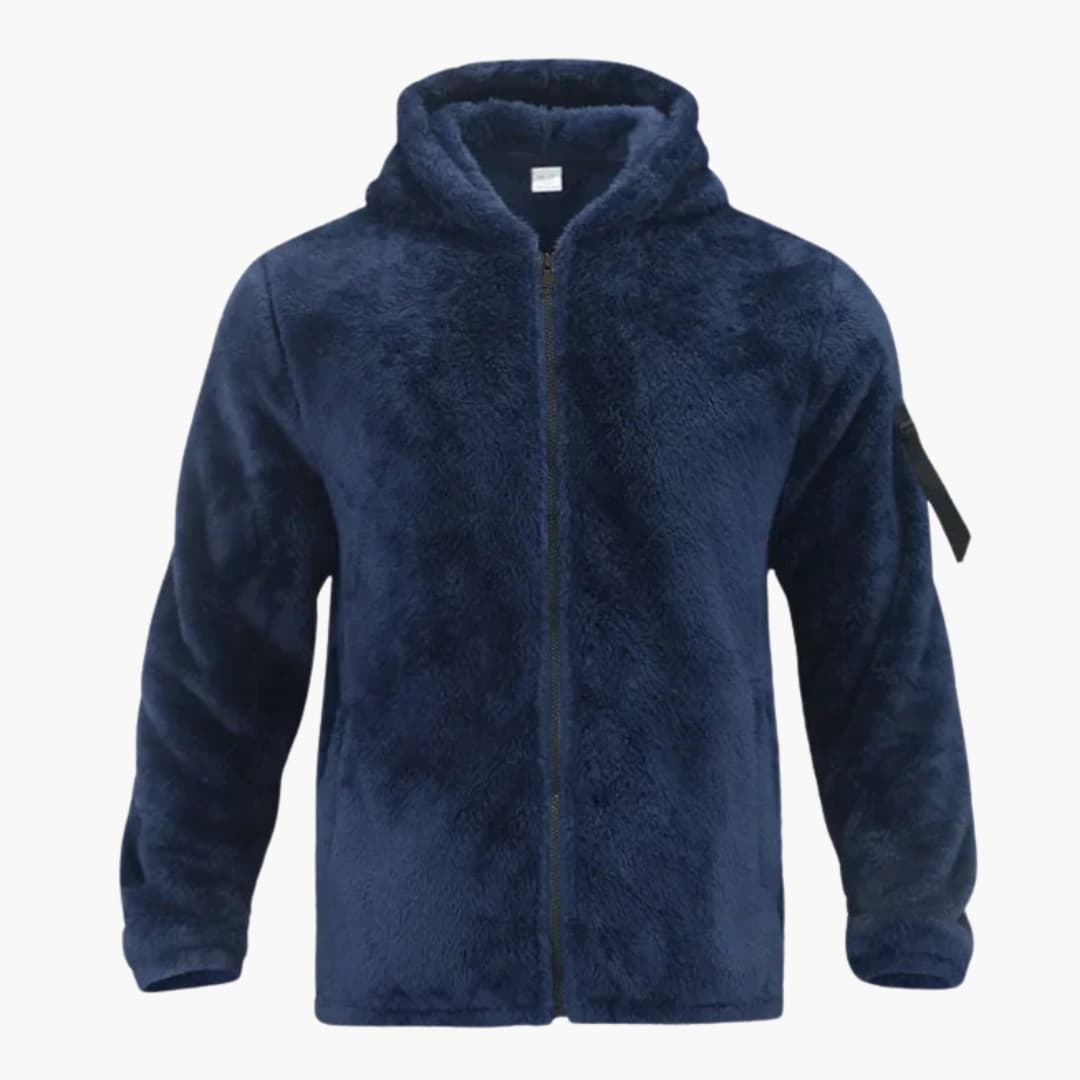 Men's Quilted Jacket with Knit Sleeves and Stand-up Collar