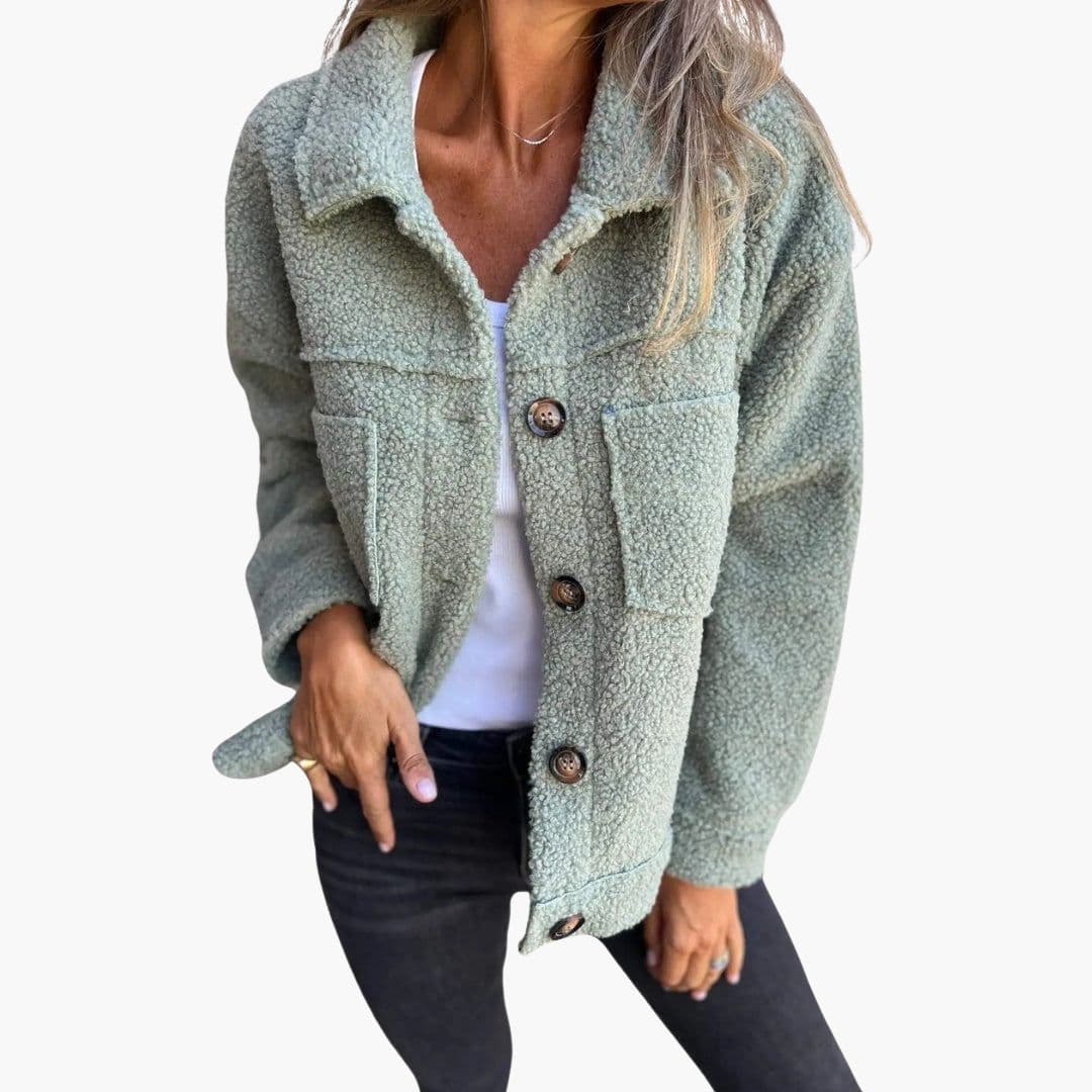 Chaqueta polar para mujer con bolsillos aplicados
