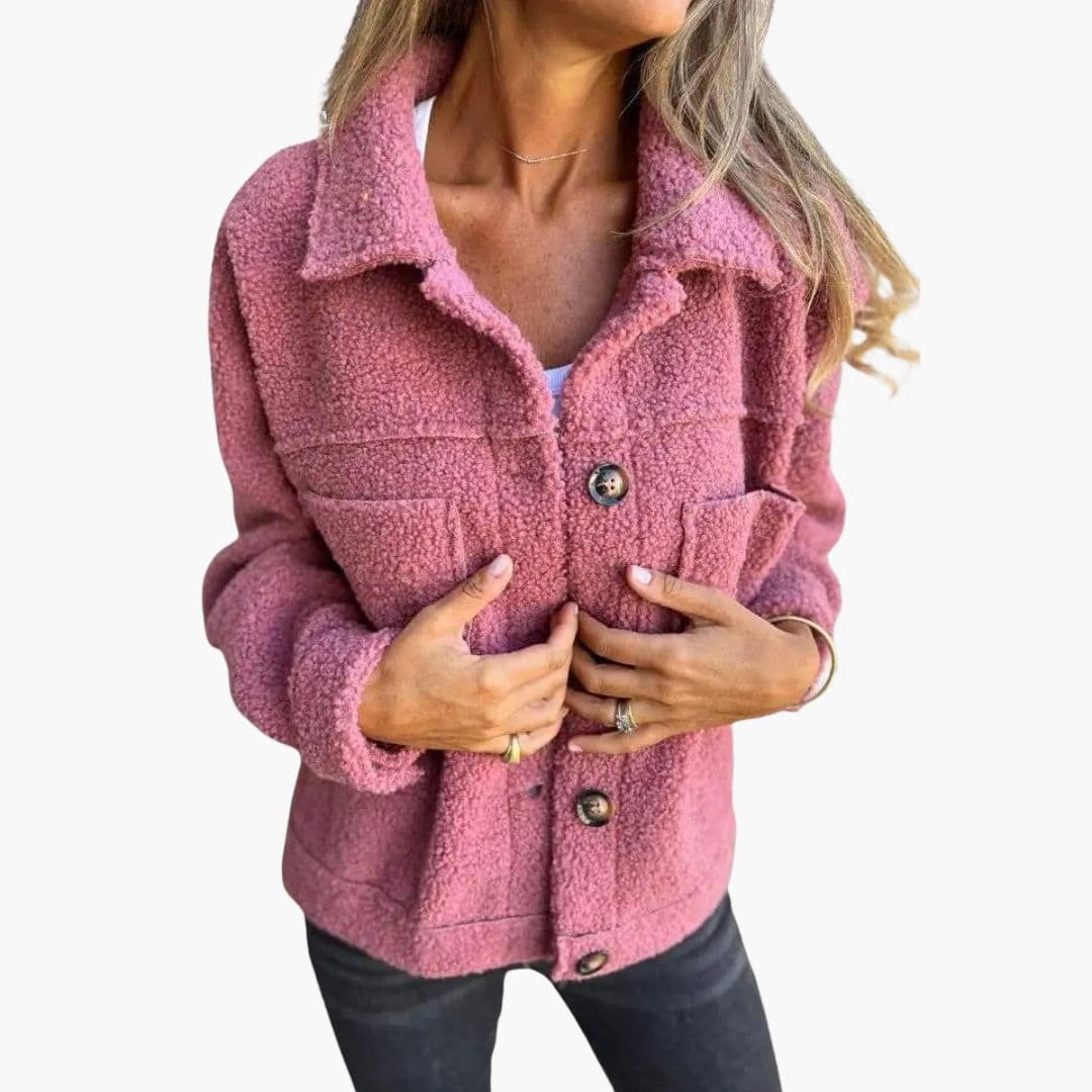 Chaqueta polar para mujer con bolsillos aplicados
