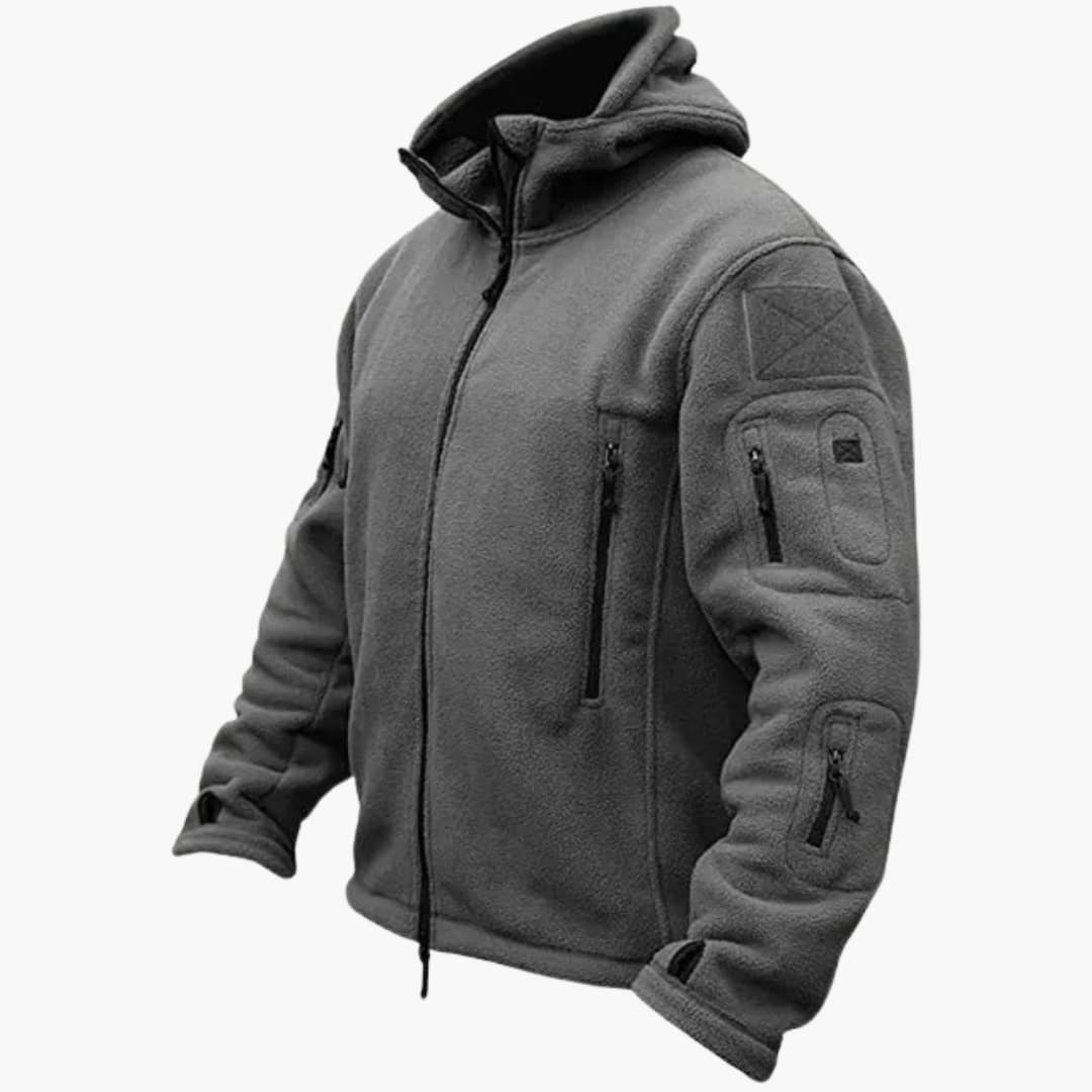 Veste Polaire Tactique Homme avec Capuche et Multiples Poches Zippées