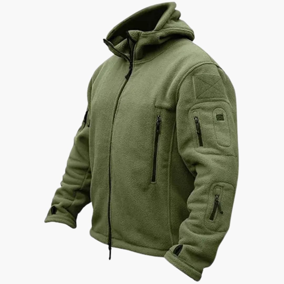 Veste Polaire Tactique Homme avec Capuche et Multiples Poches Zippées