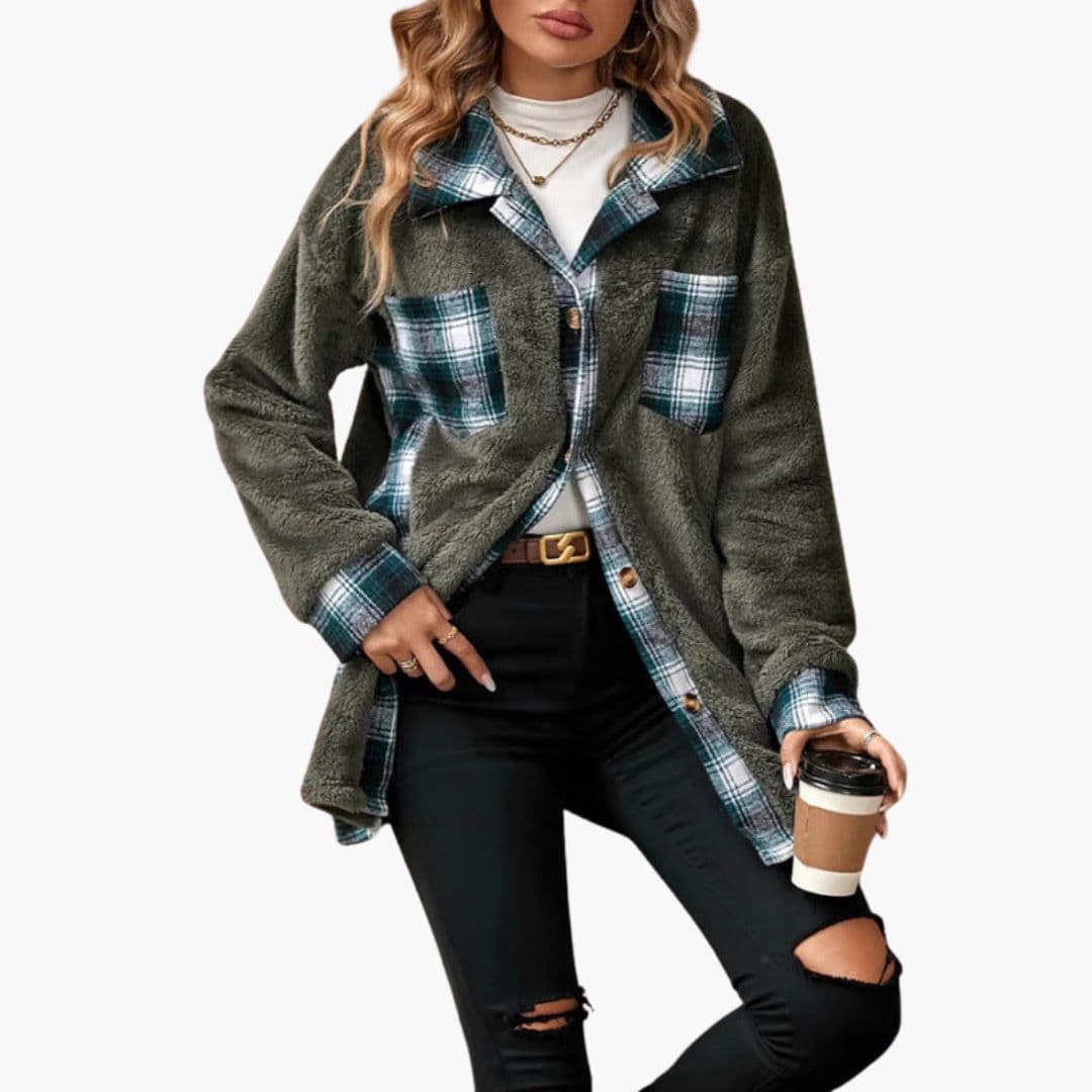 Dame overshirt vest med knaplukning