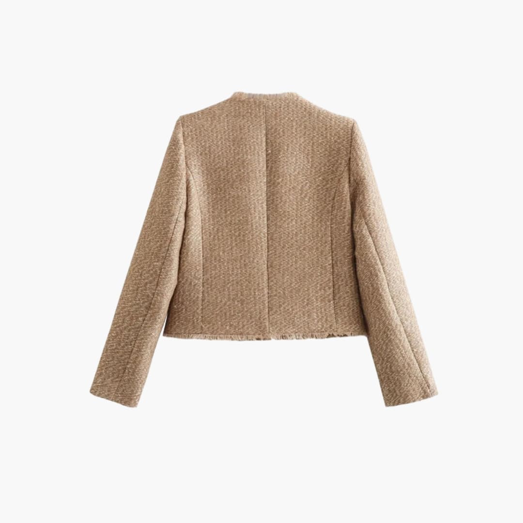Women's Tweed Jacket with Four Pockets and Button Closure