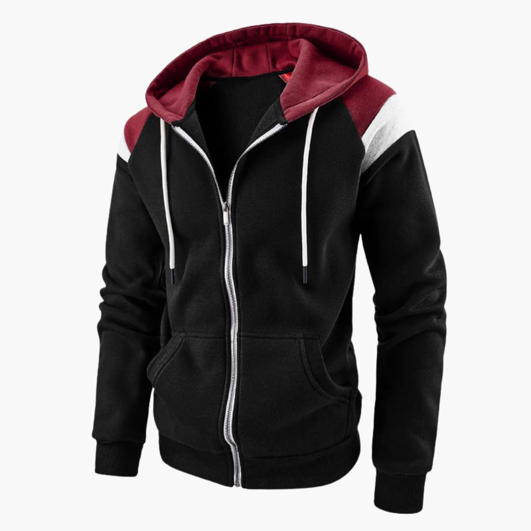 Men's zip-up hoodie jacket with front pockets and long sleeves