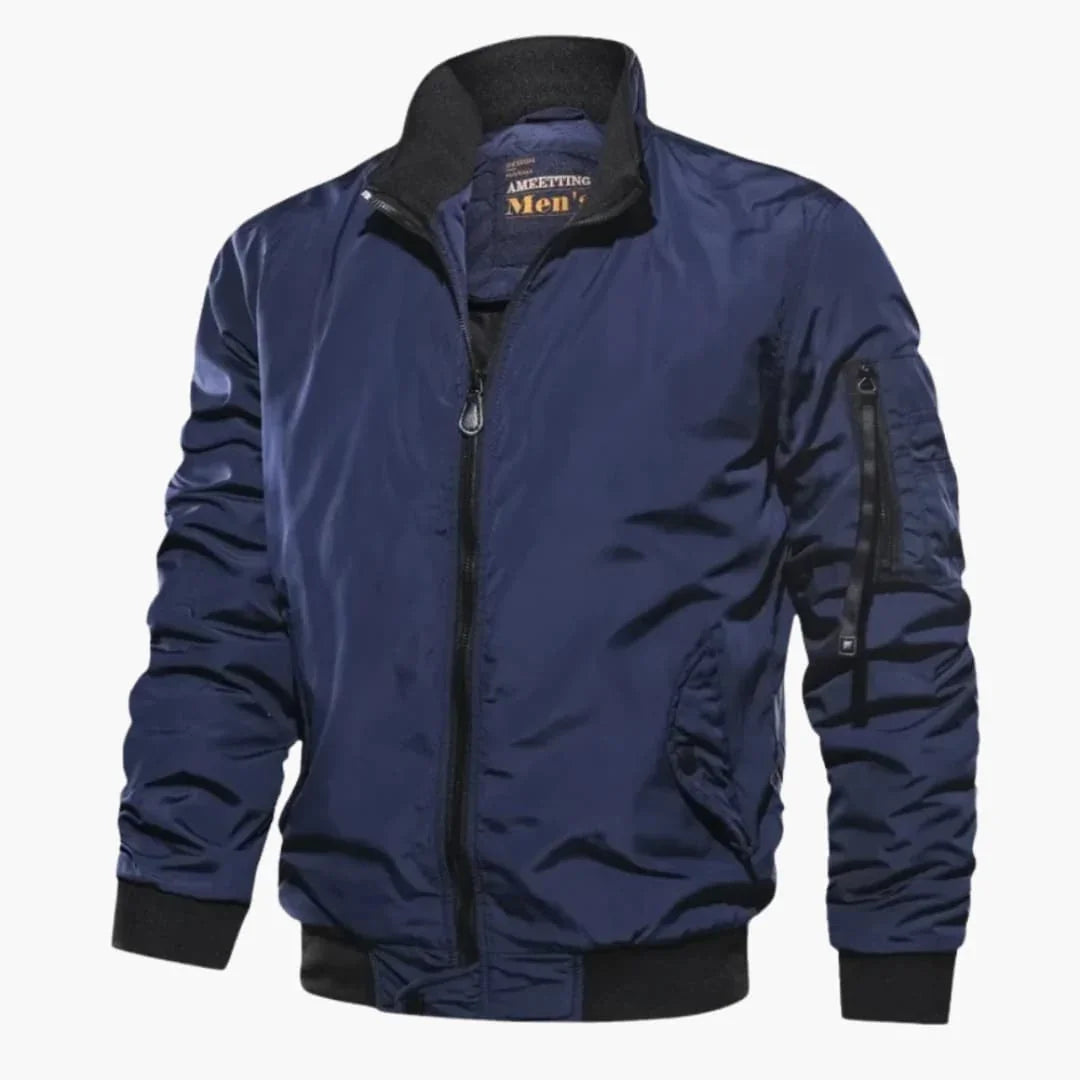 Veste bombardier homme avec fermeture éclair et poche sur manche