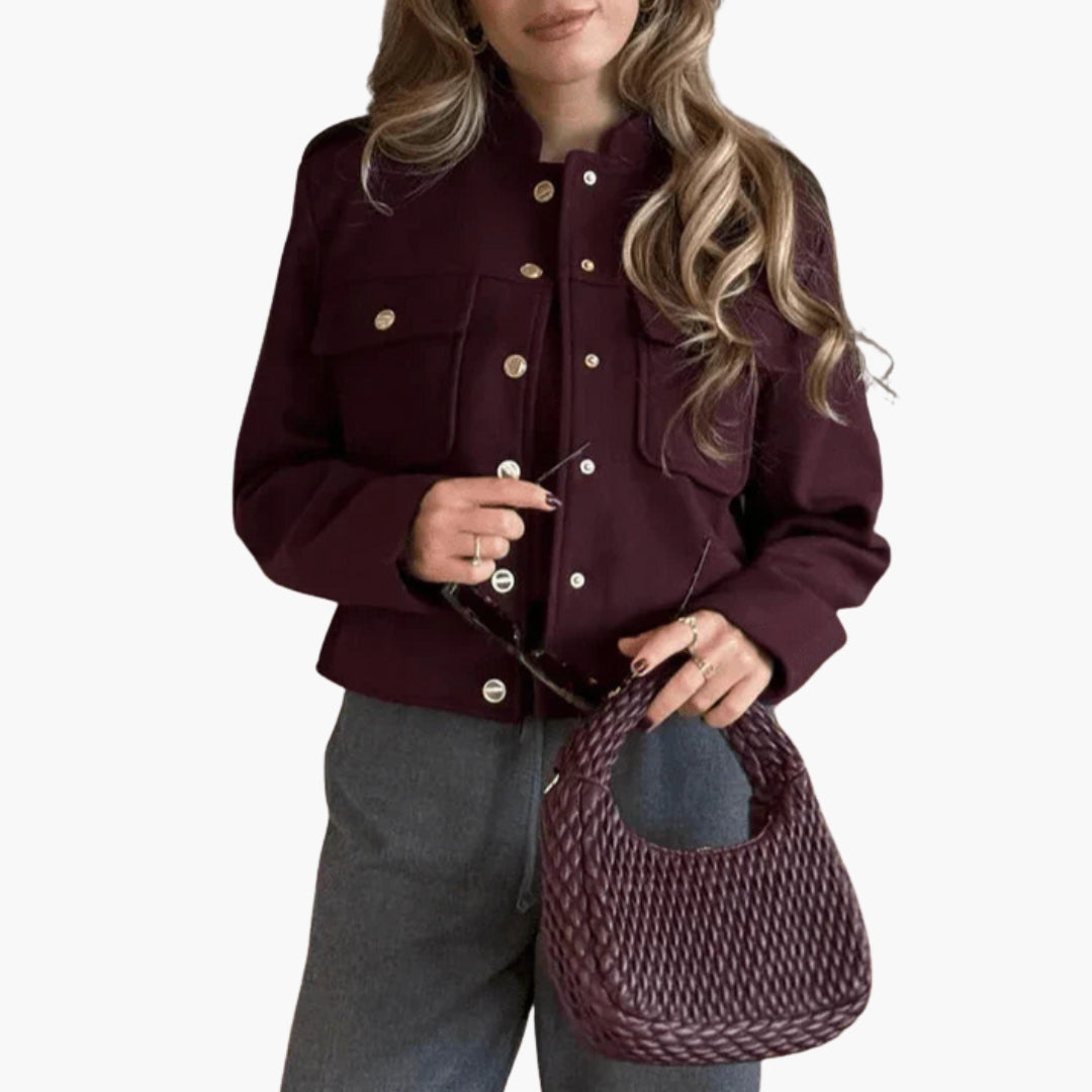 Women's bomber jacket with gold buttons