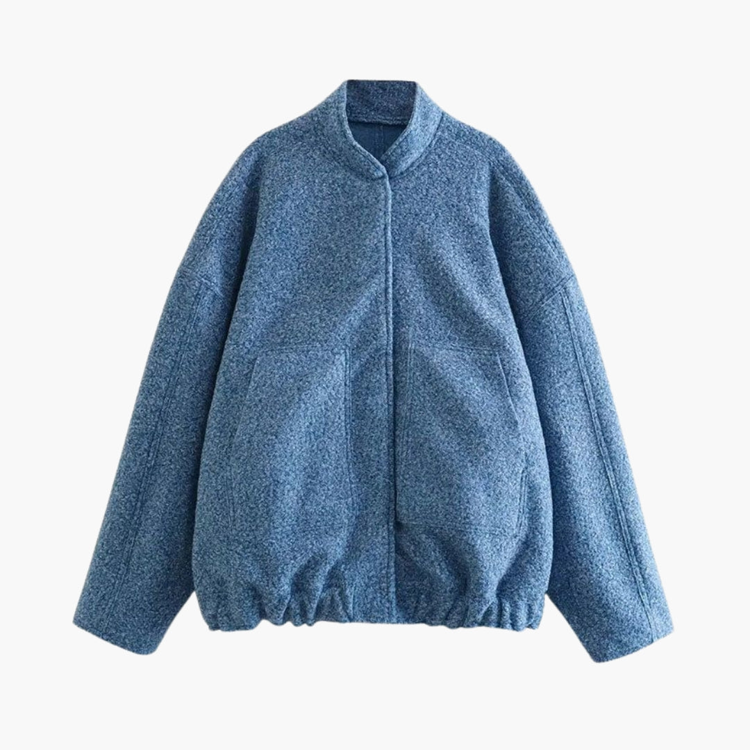 Women's bomber jacket with stand-up collar and front pockets
