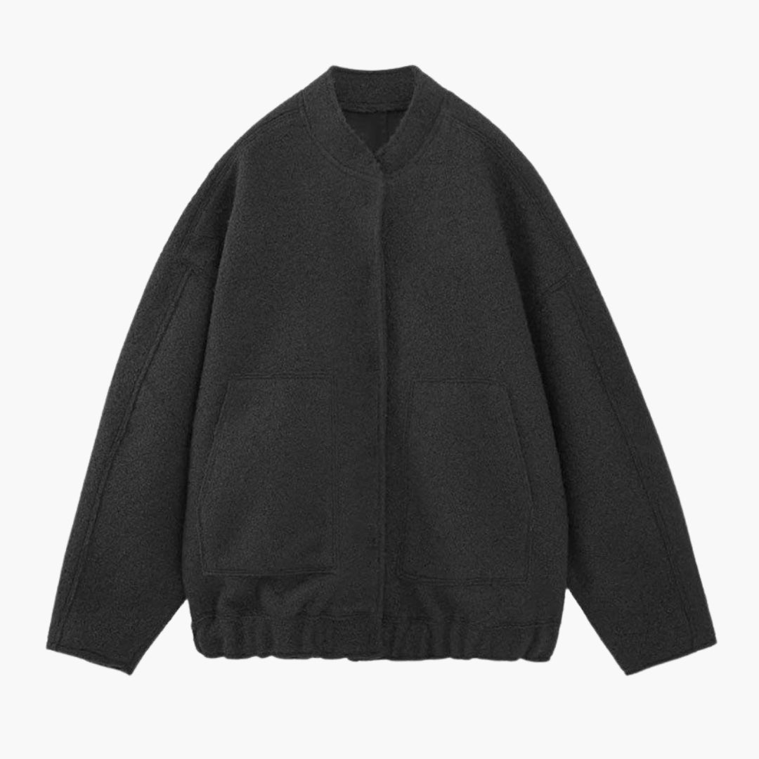 Women's bomber jacket with stand-up collar and front pockets