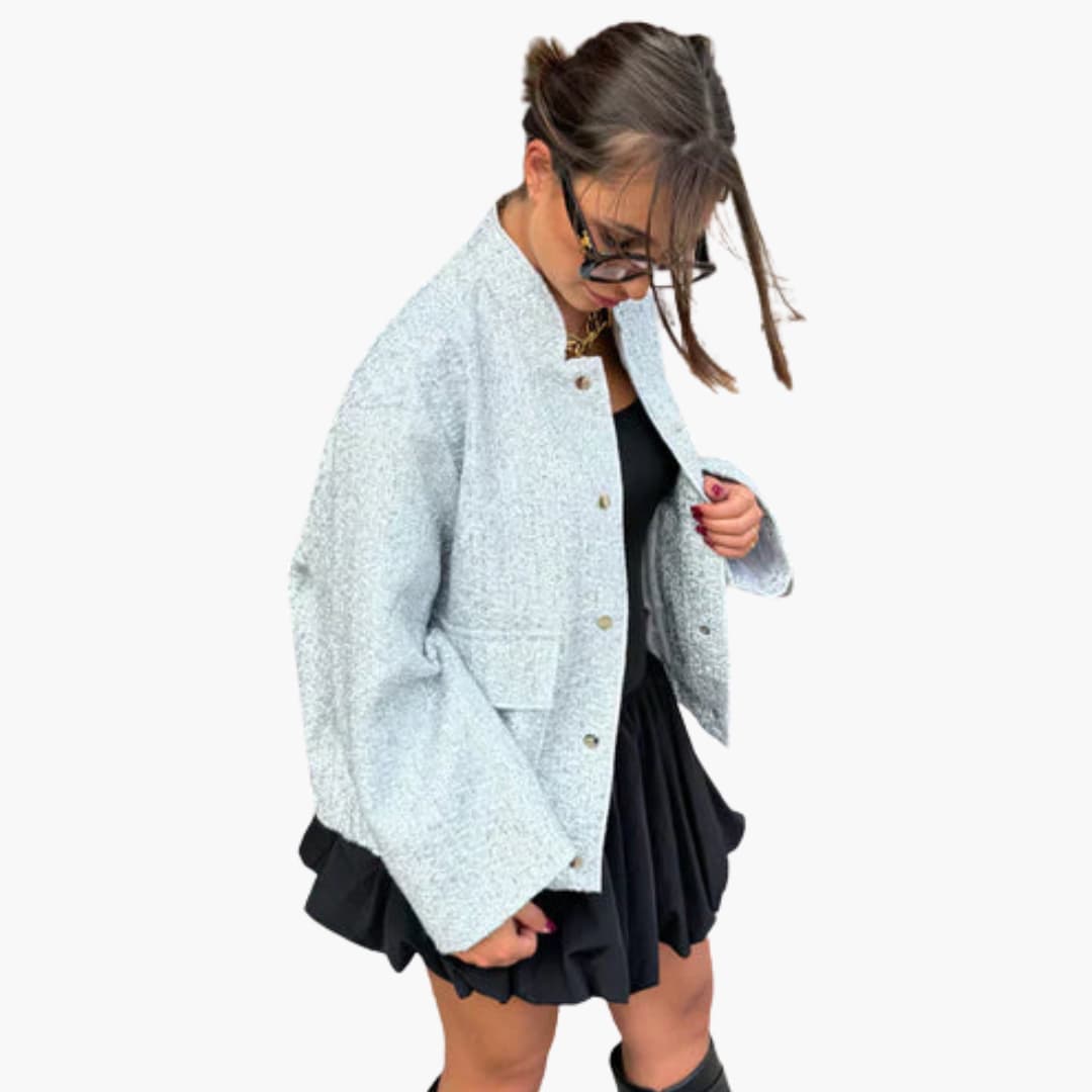 Giacca bomber donna con chiusura lampo e dettagli a coste