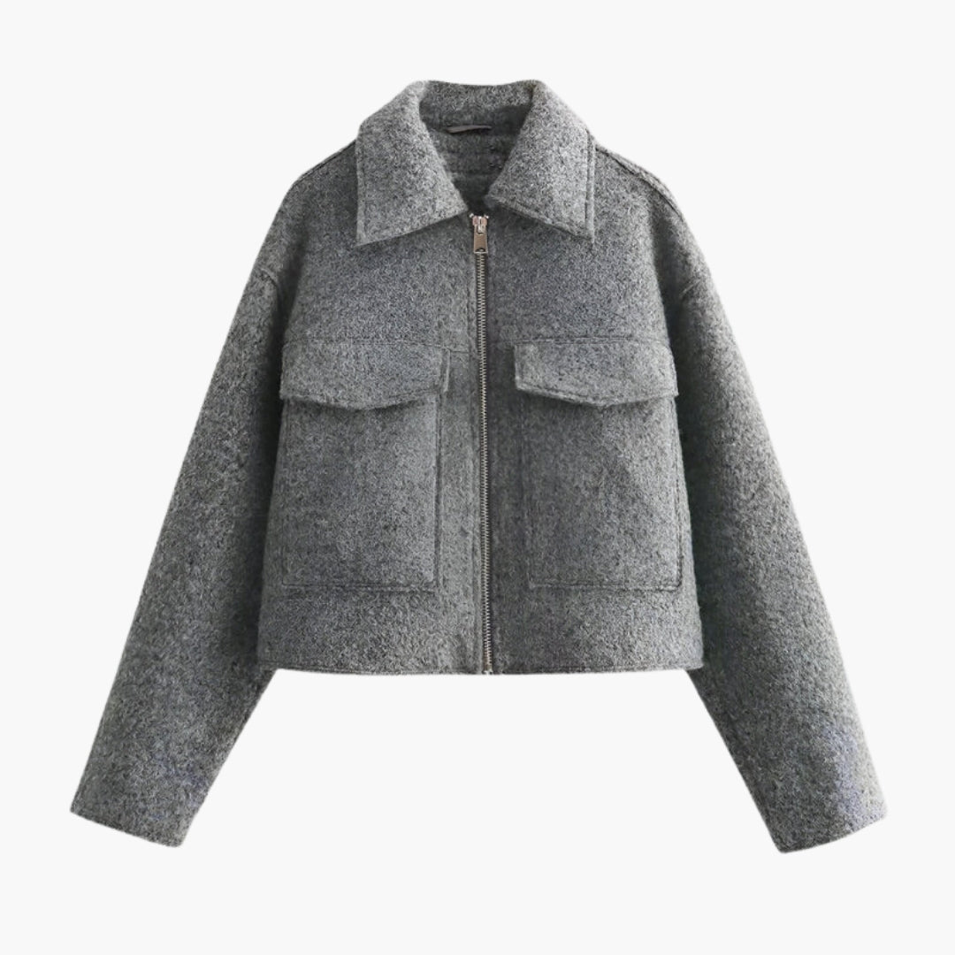 Veste bomber femme courte avec col à revers