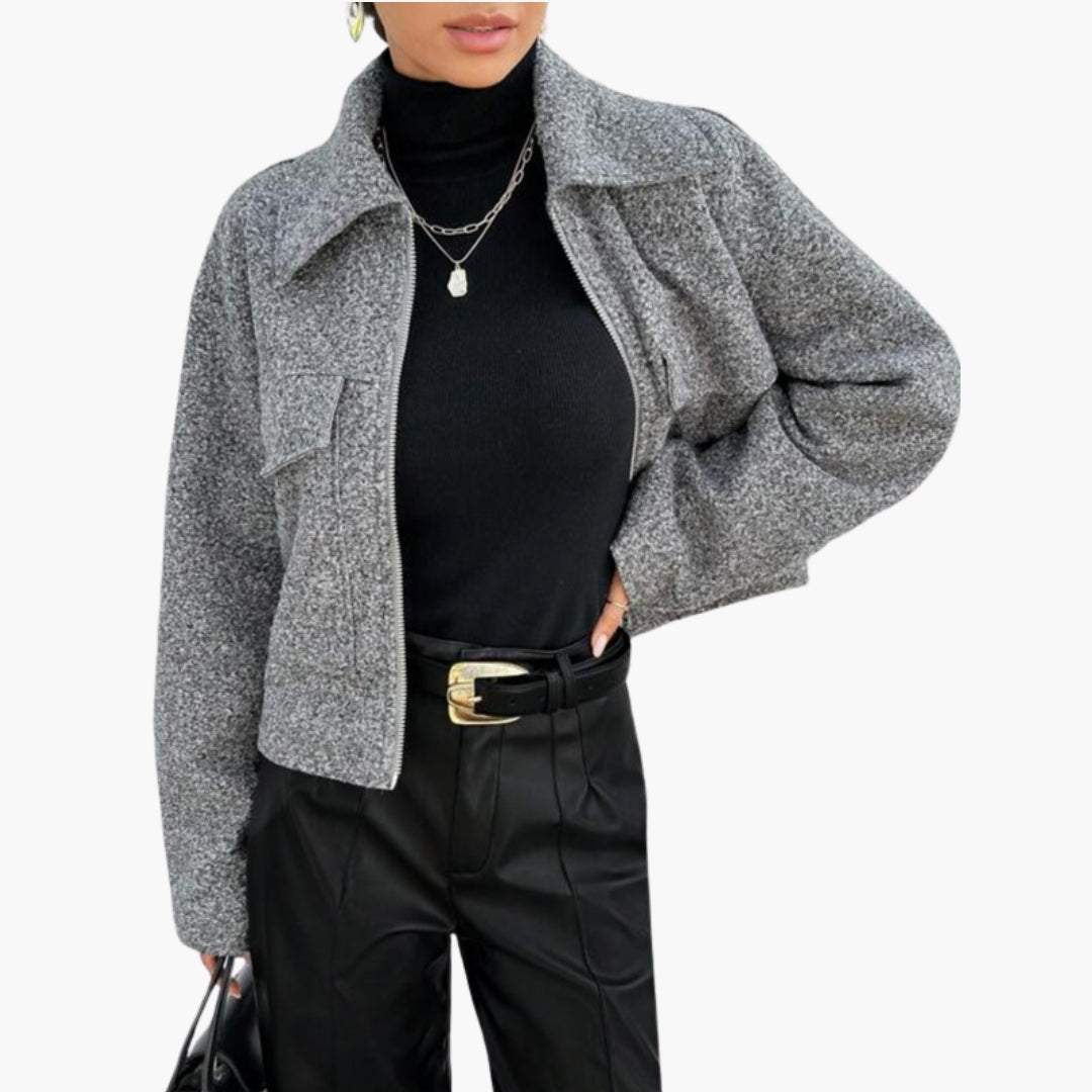 Veste bomber femme courte avec col à revers