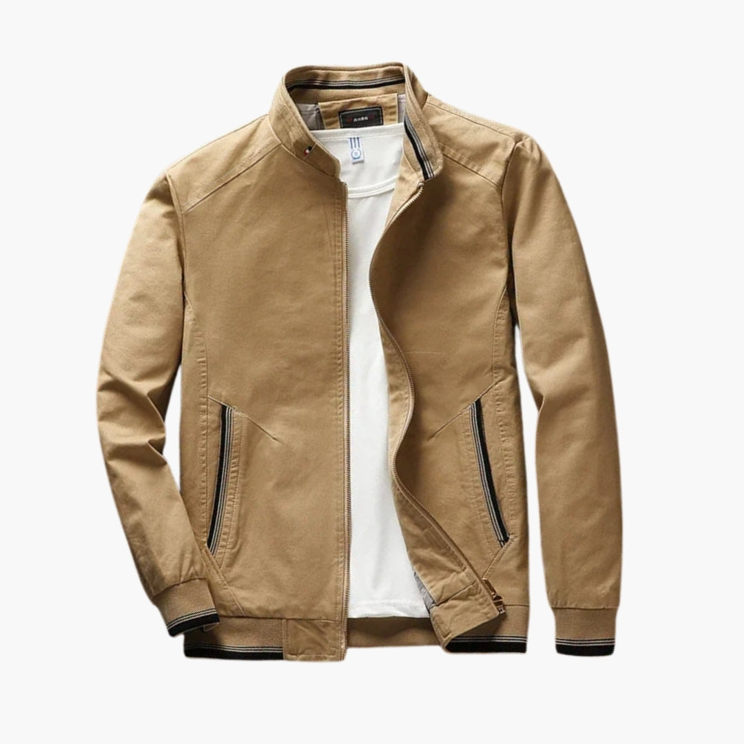 Men's bomber jacket with stand-up collar and ribbed cuffs
