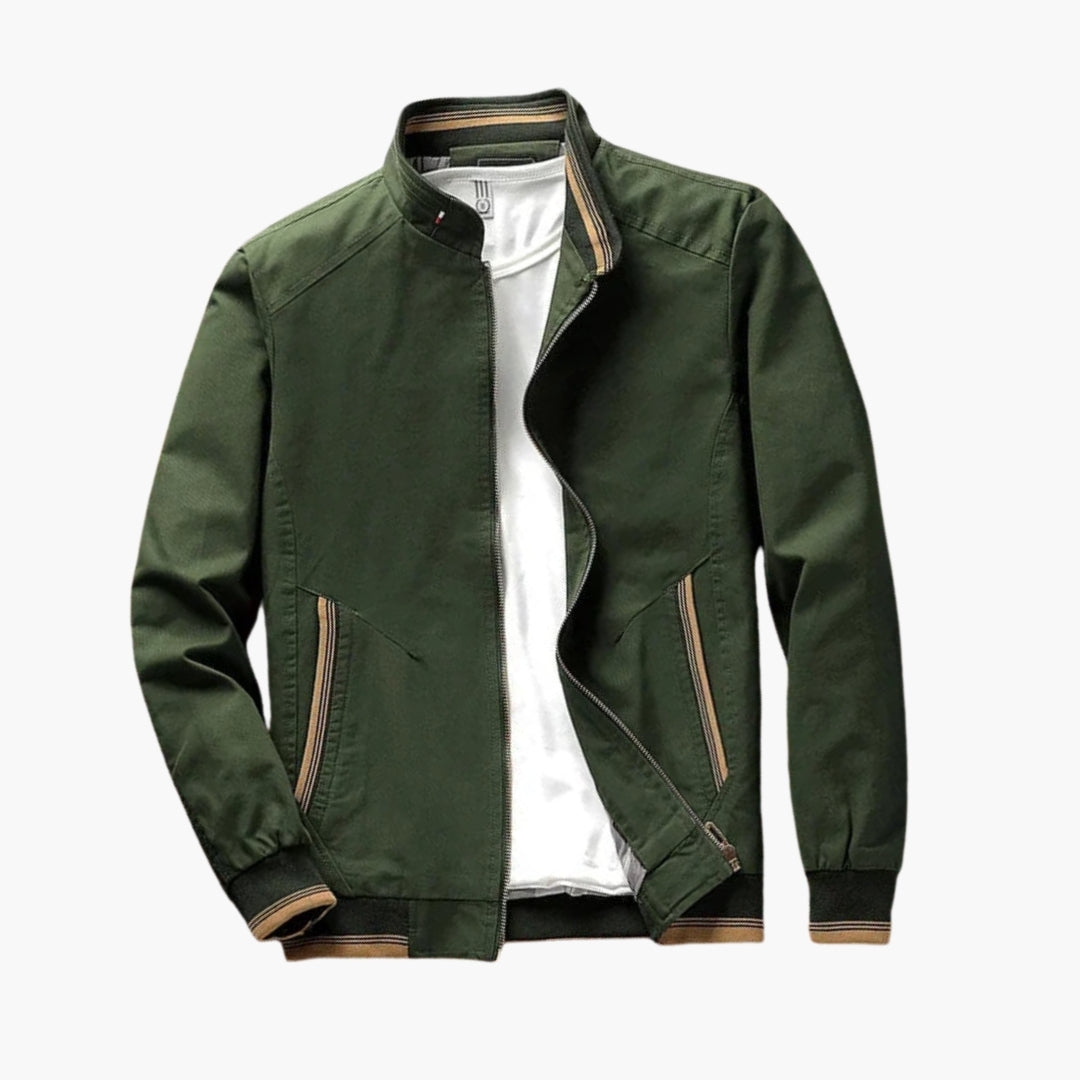 Men's bomber jacket with stand-up collar and ribbed cuffs
