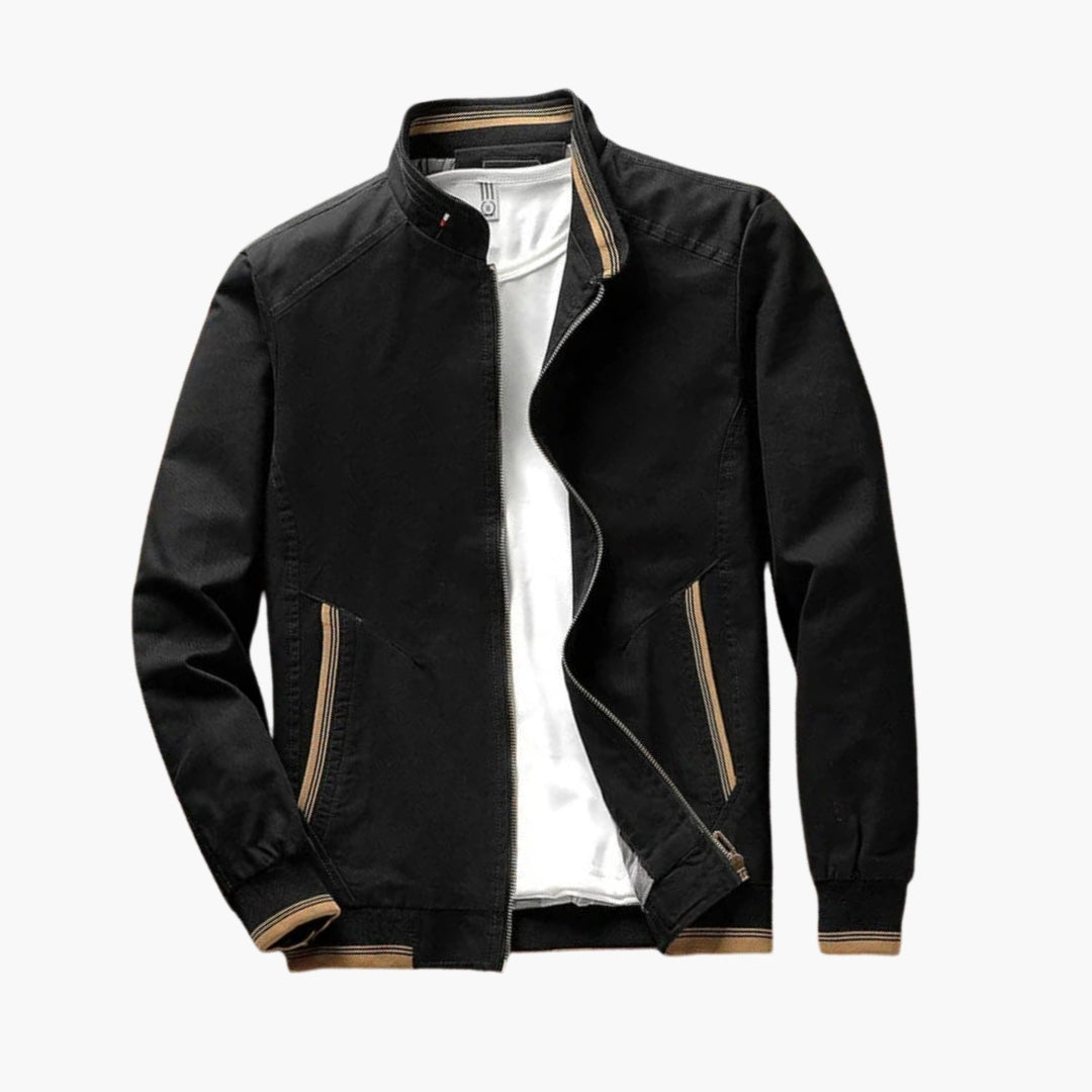 Men's bomber jacket with stand-up collar and ribbed cuffs