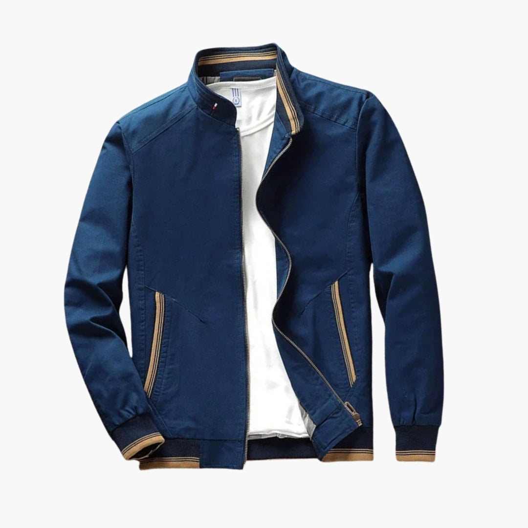 Men's bomber jacket with stand-up collar and ribbed cuffs