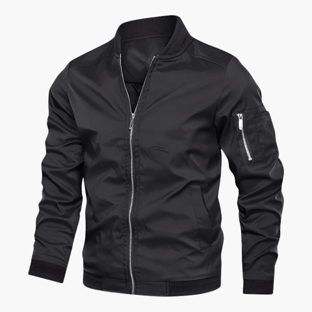 Men's bomber jacket with zip closure and ribbed cuffs