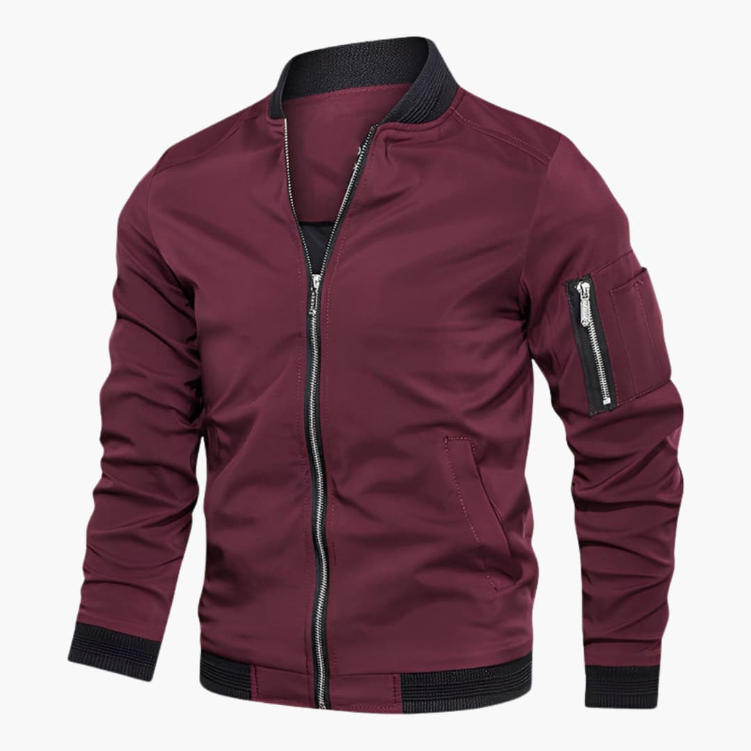 Men's bomber jacket with zip closure and ribbed cuffs