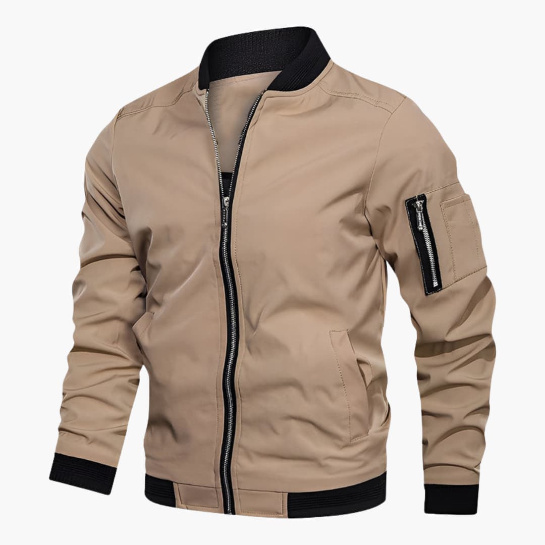 Men's bomber jacket with zip closure and ribbed cuffs