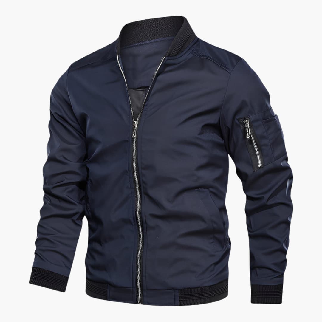 Men's bomber jacket with zip closure and ribbed cuffs