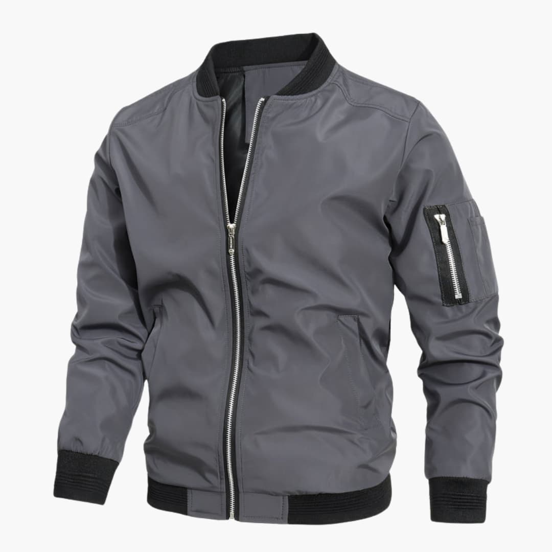 Men's bomber jacket with zip closure and ribbed cuffs