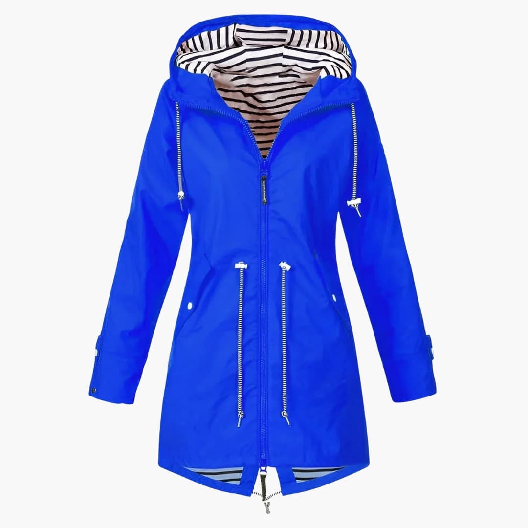 Women's long hooded windbreaker jacket