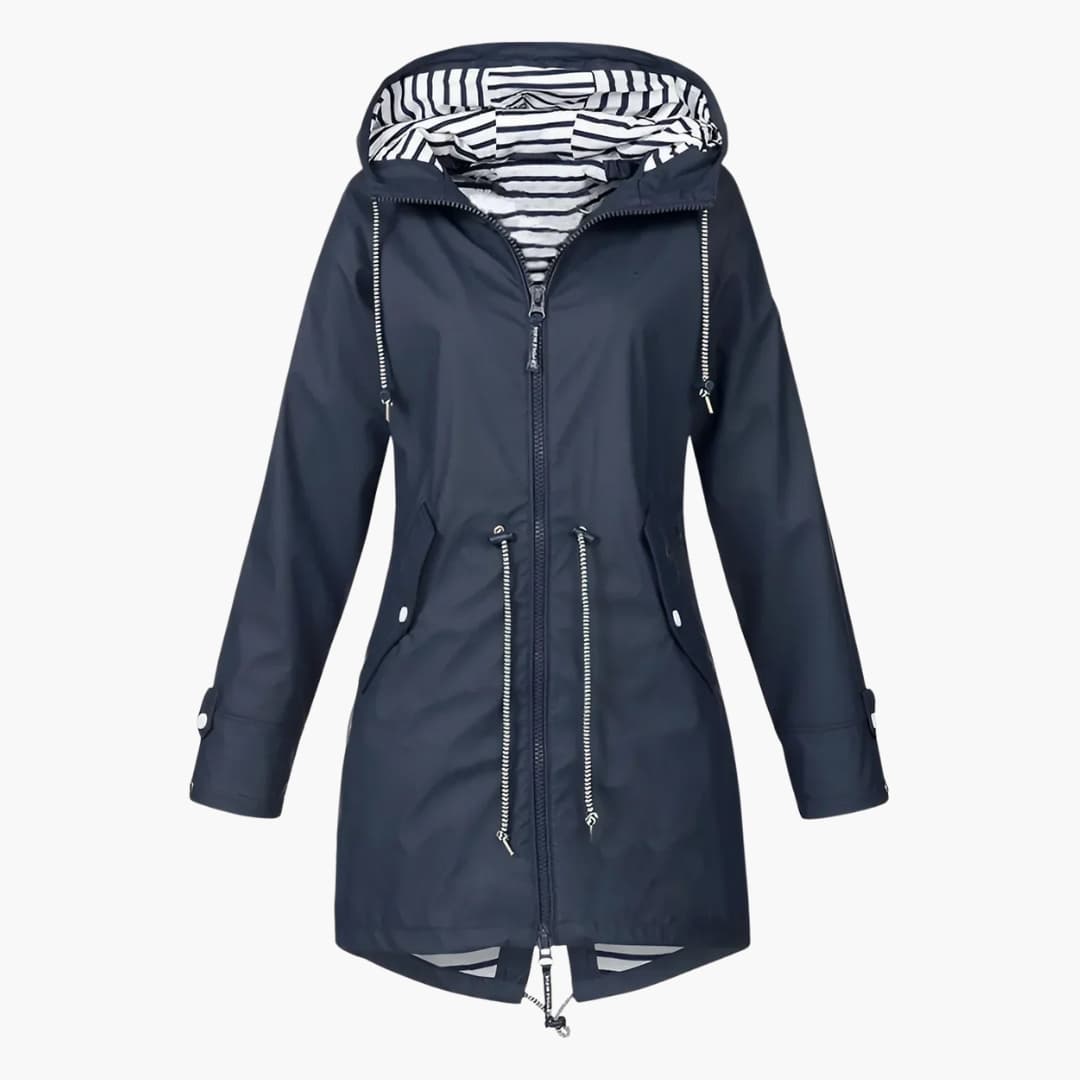 Women's long hooded windbreaker jacket