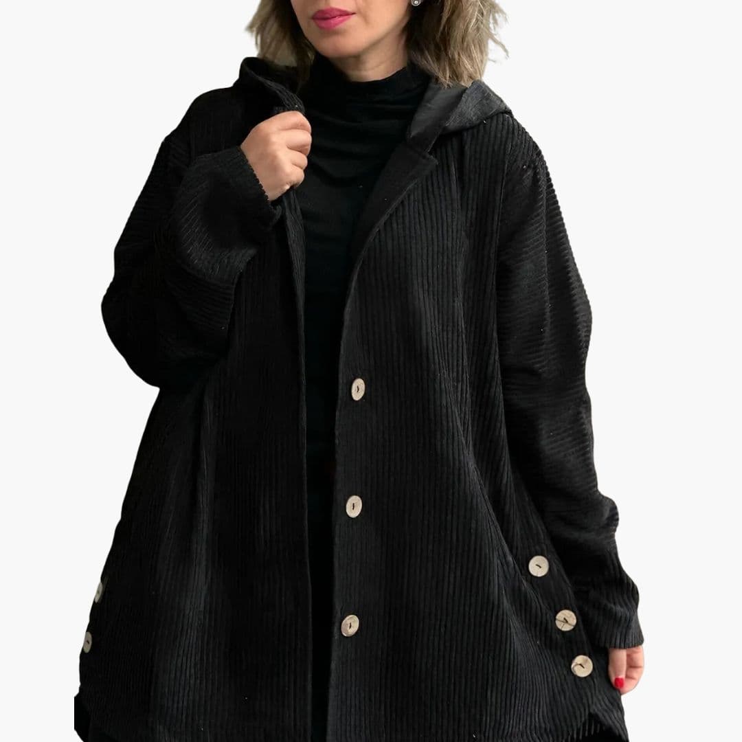 Veste femme à capuche en velours côtelé