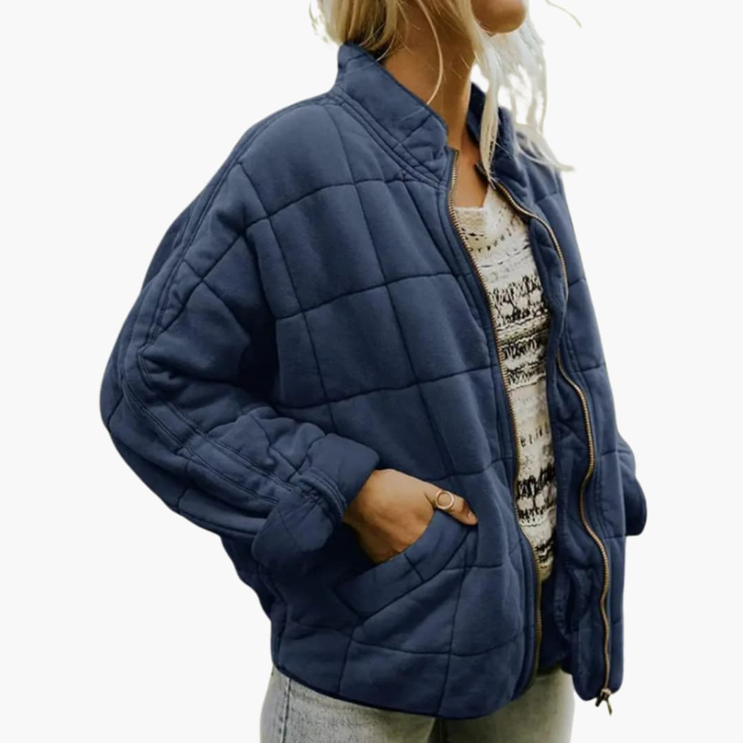 Giacca donna con cappuccio oversize in misto piumino con chiusura integrale con zip