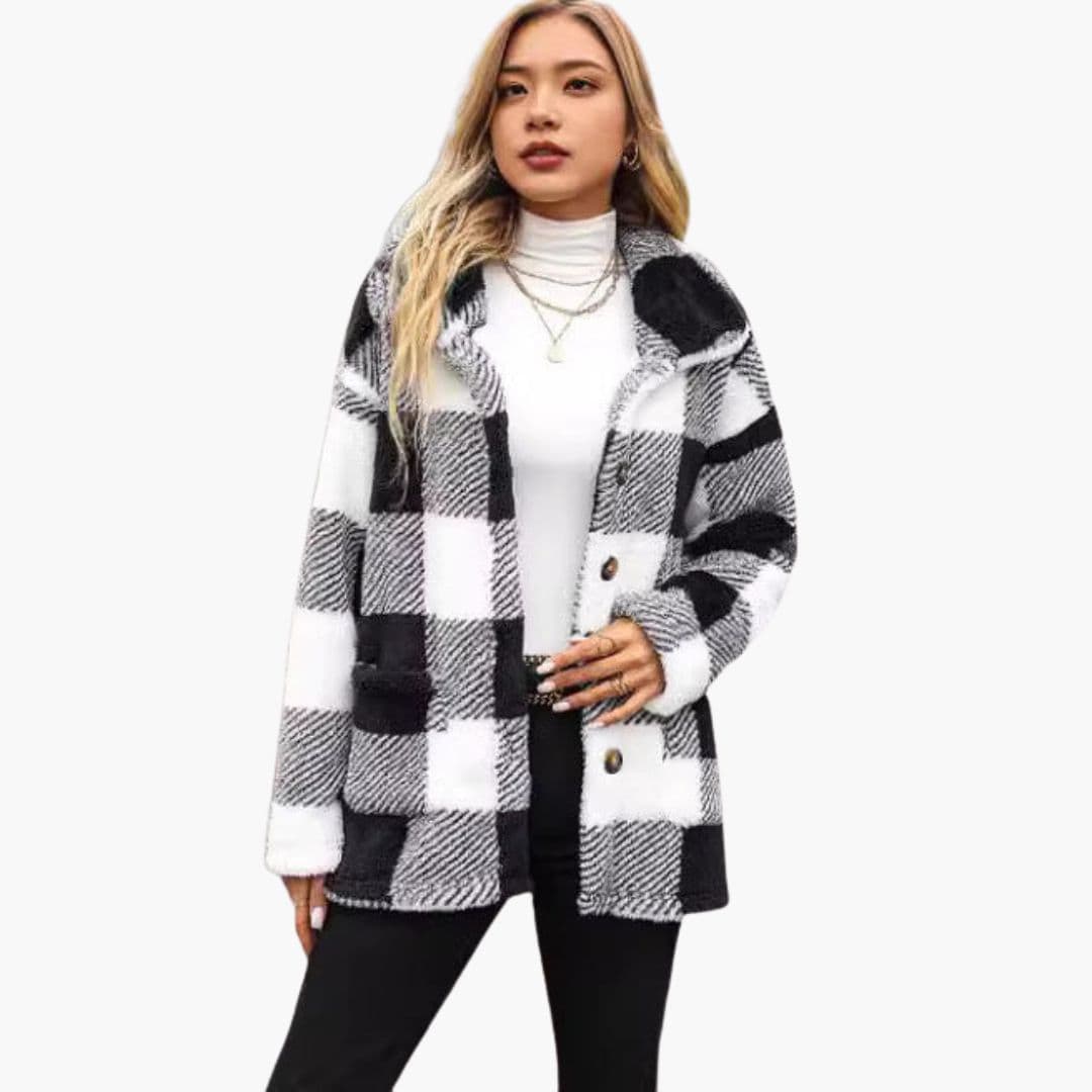 Women's plaid jacket with buttons