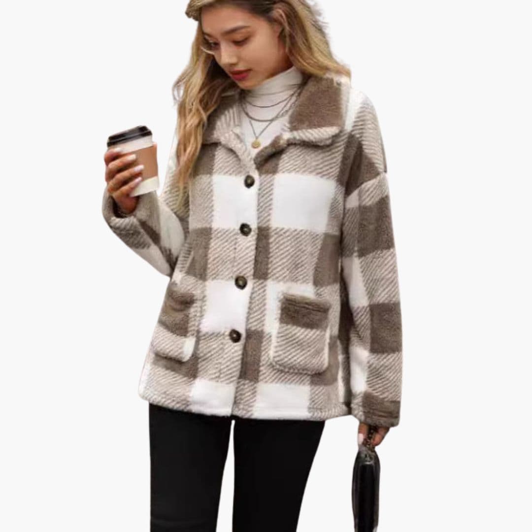 Women's plaid jacket with buttons