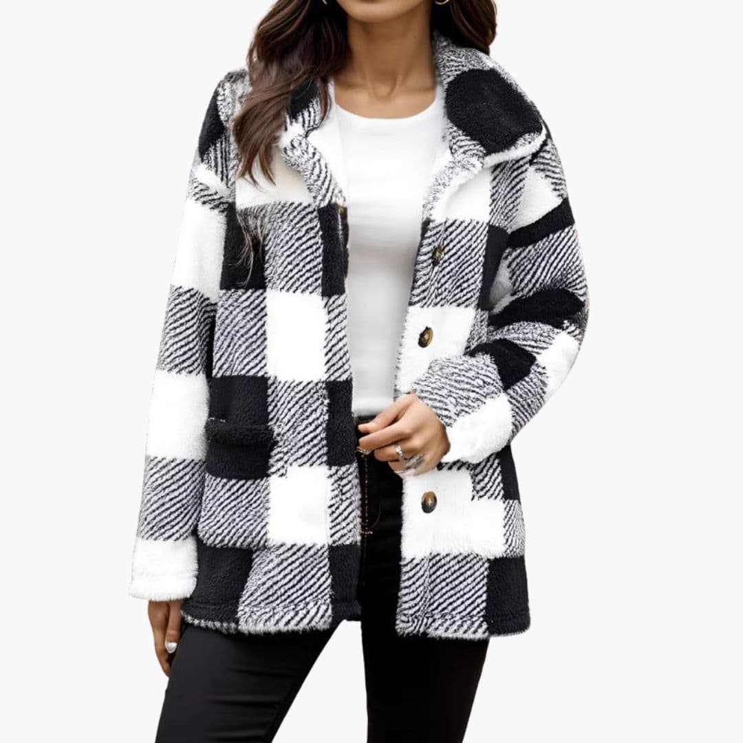 Women's plaid jacket with buttons