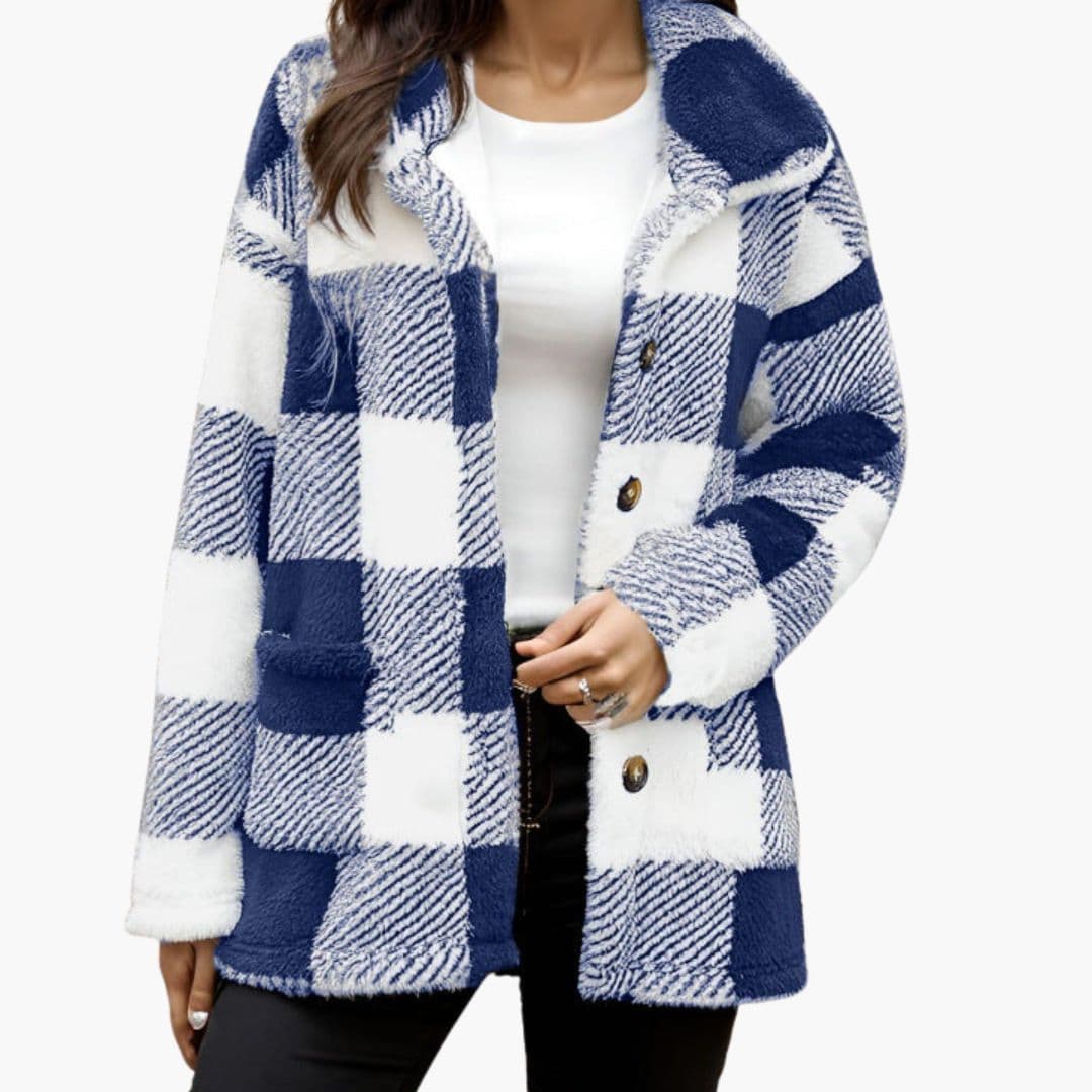 Women's plaid jacket with buttons