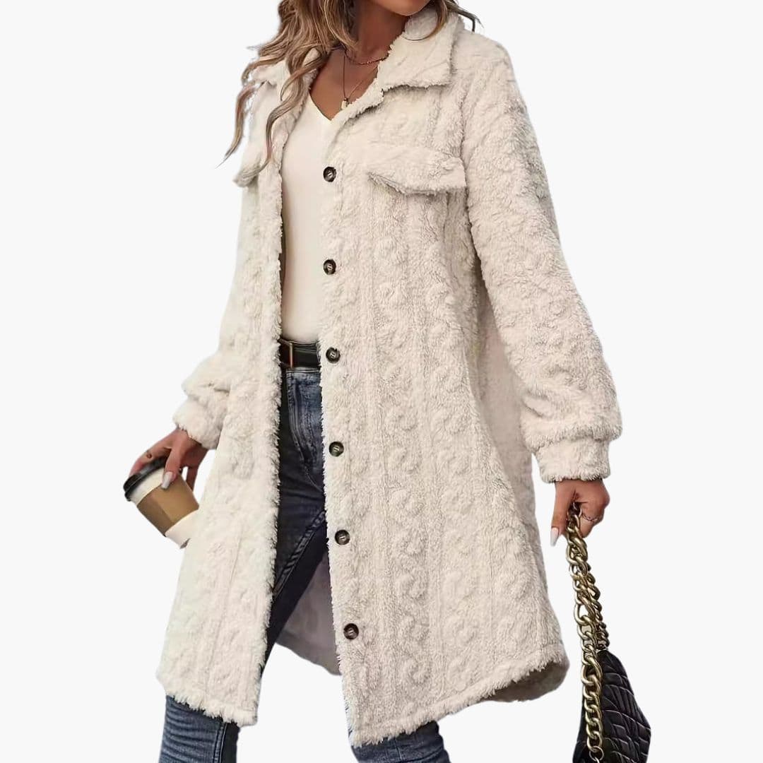 Women's jacket with button closure and patch pockets