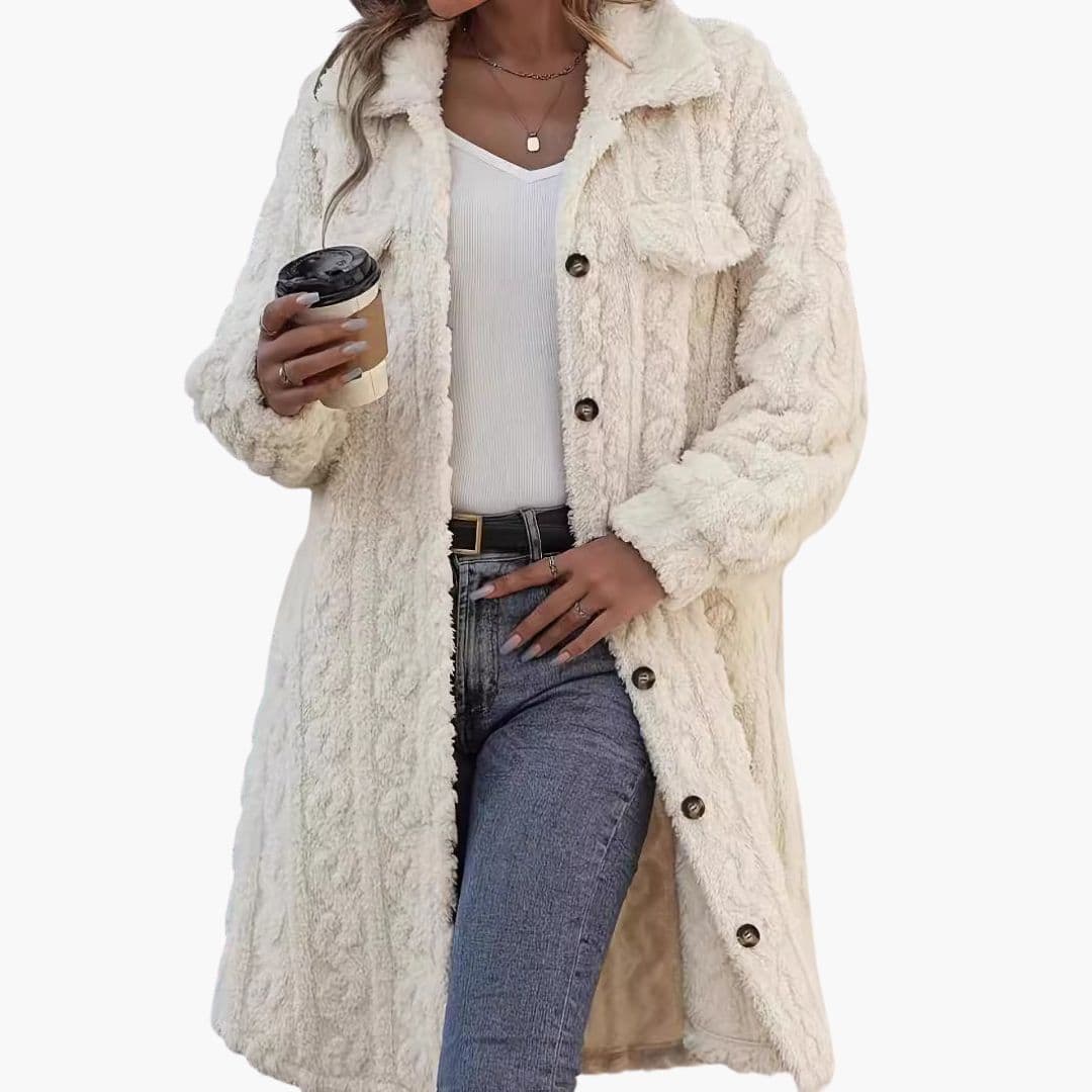 Women's jacket with button closure and patch pockets