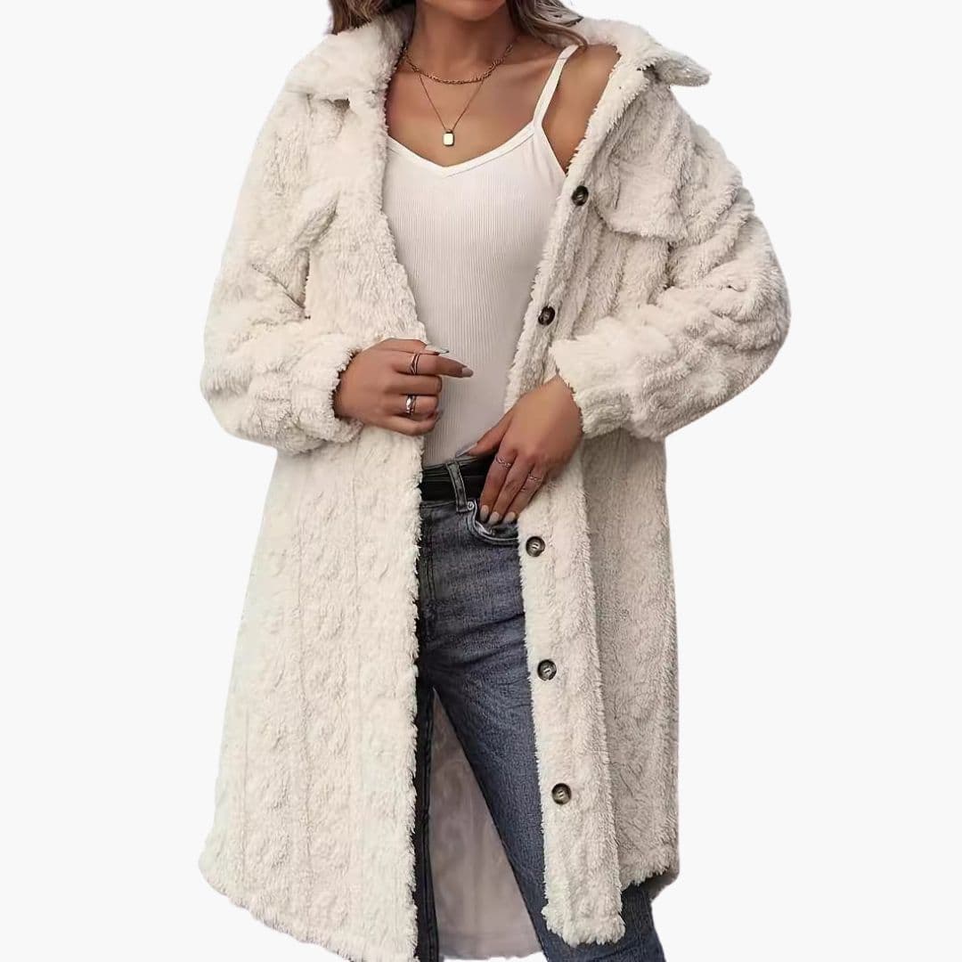 Women's jacket with button closure and patch pockets