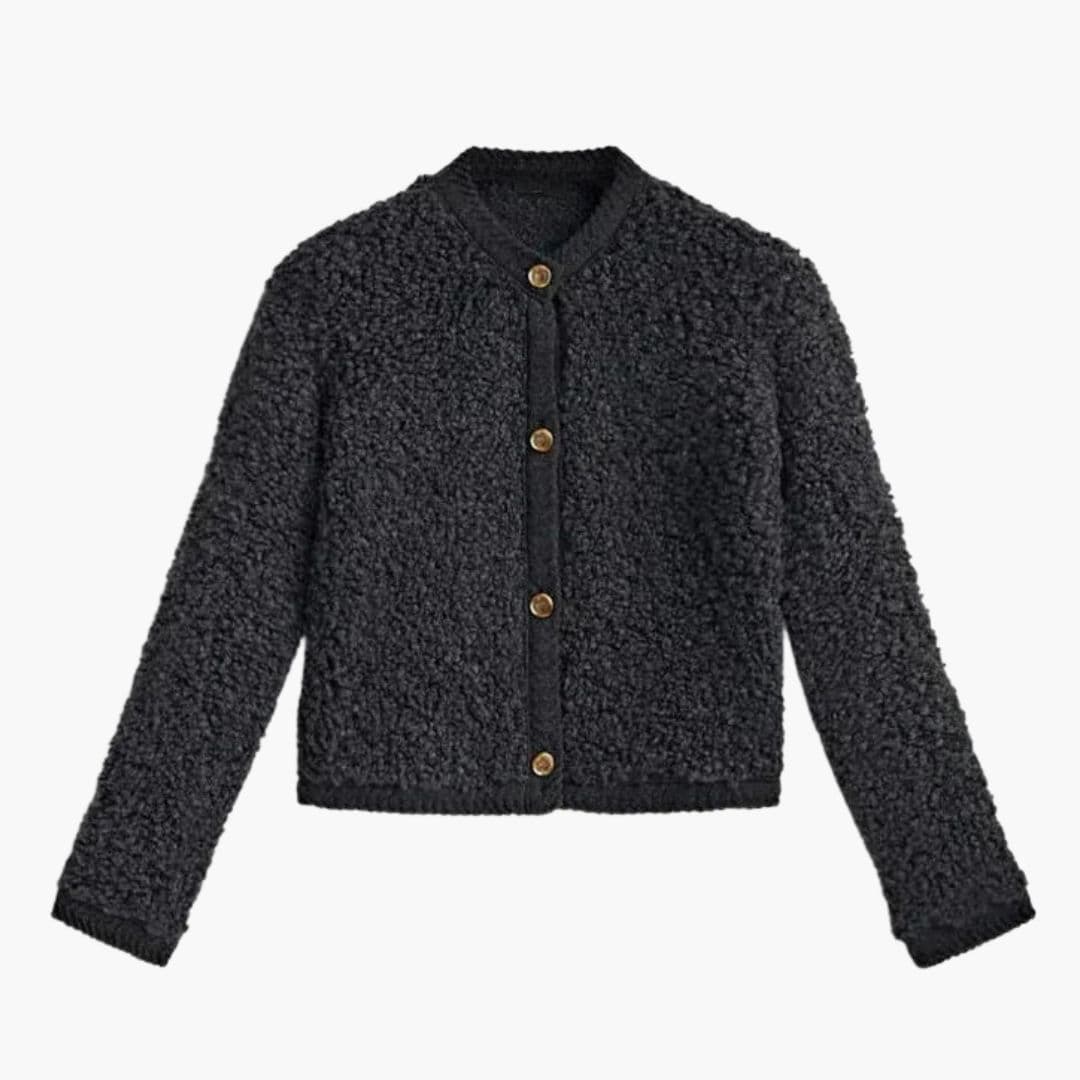 Damevest i teddy-stil med knapper foran