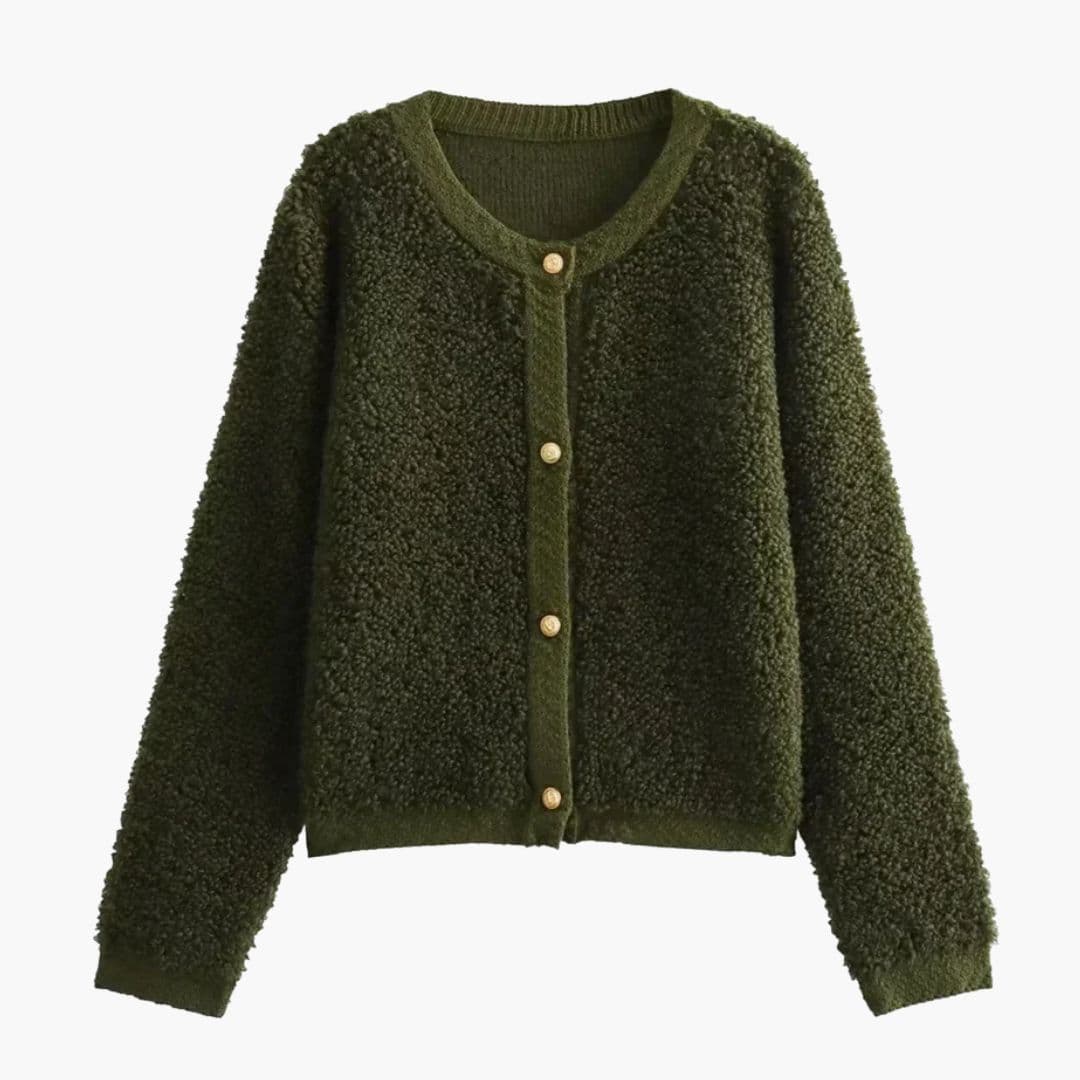 Damevest i teddy-stil med knapper foran