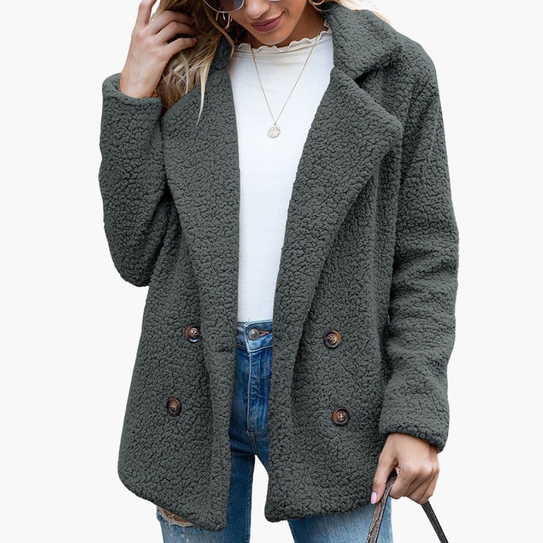 Veste femme style teddy avec col à revers