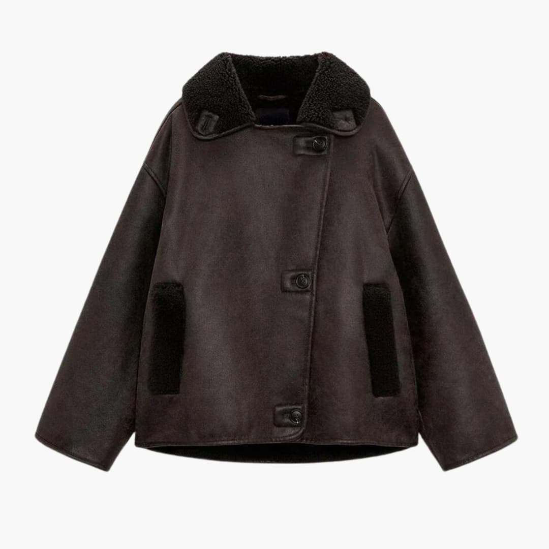 Giacca donna vintage con colletto a risvolto e tasche laterali