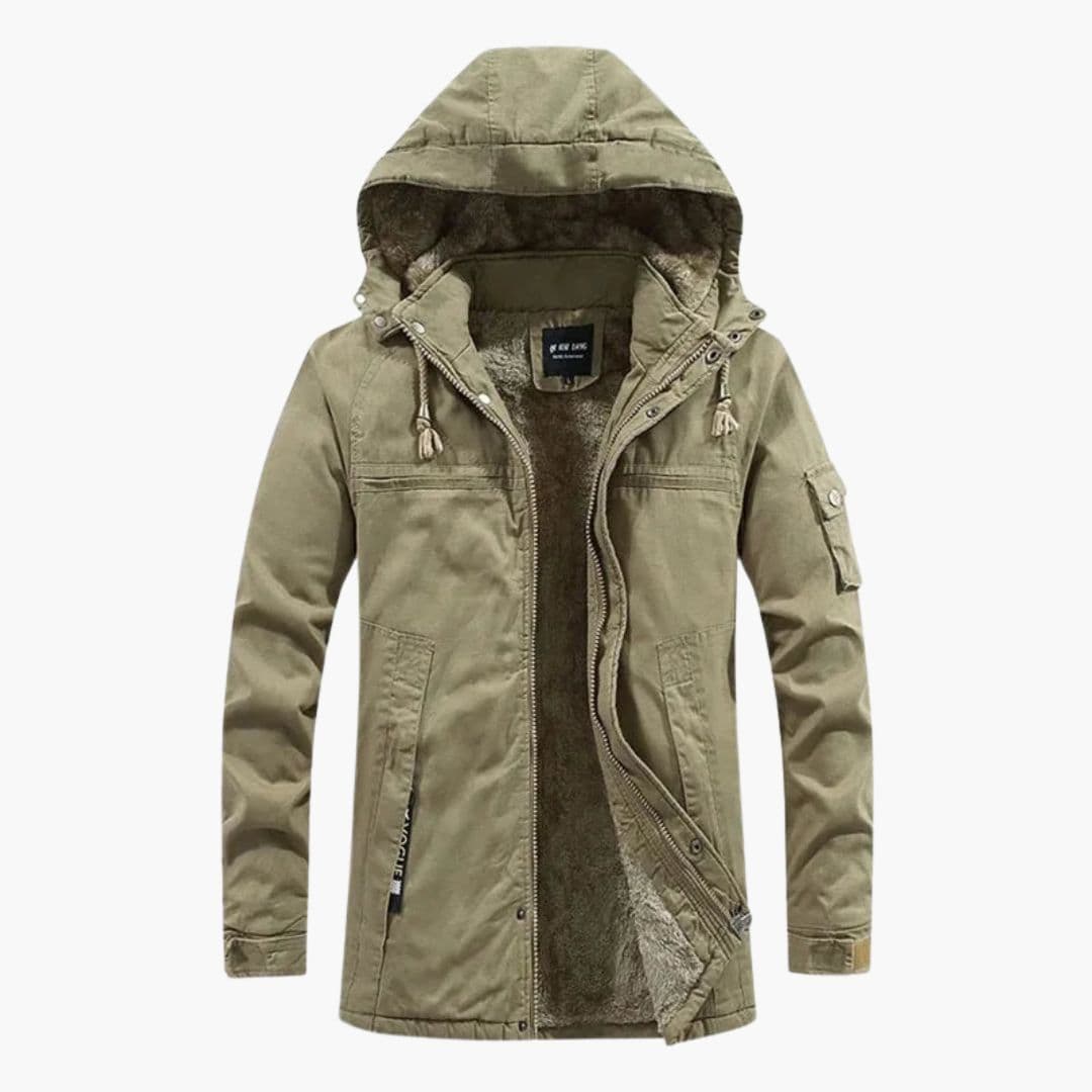 Veste homme à capuche avec fermeture zippée et doublure polaire