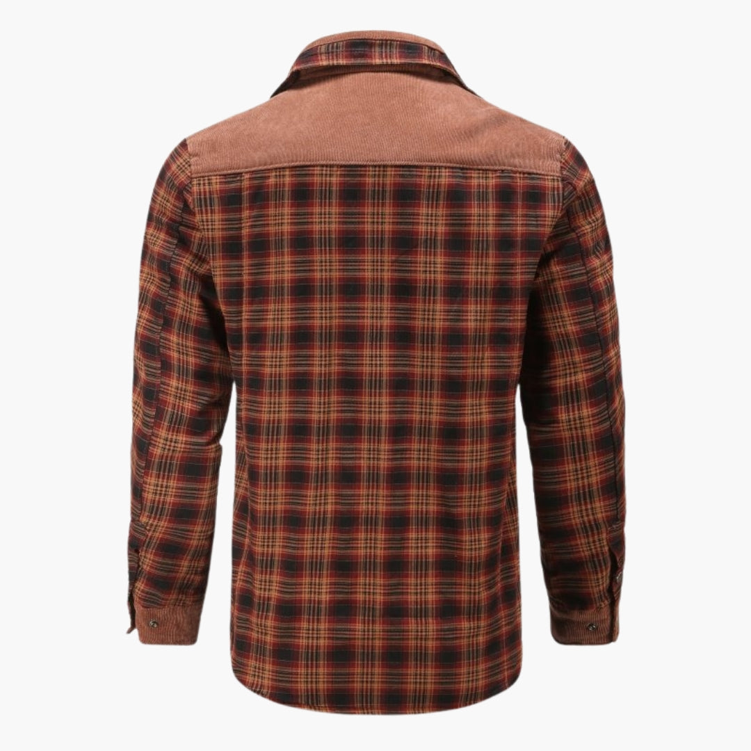Men's checked jacket with stand-up collar