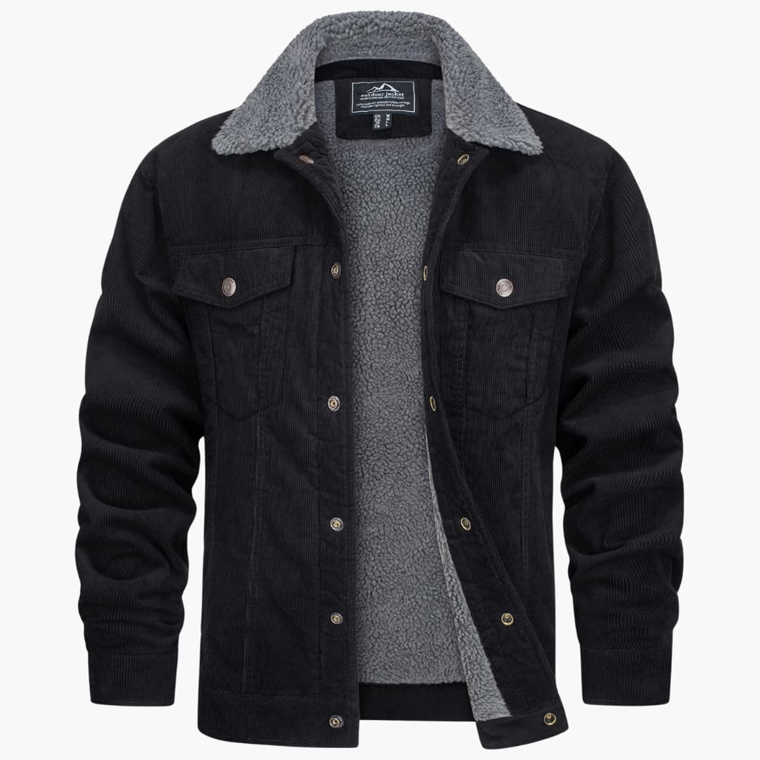 Veste homme à col imitation fourrure avec surface côtelée
