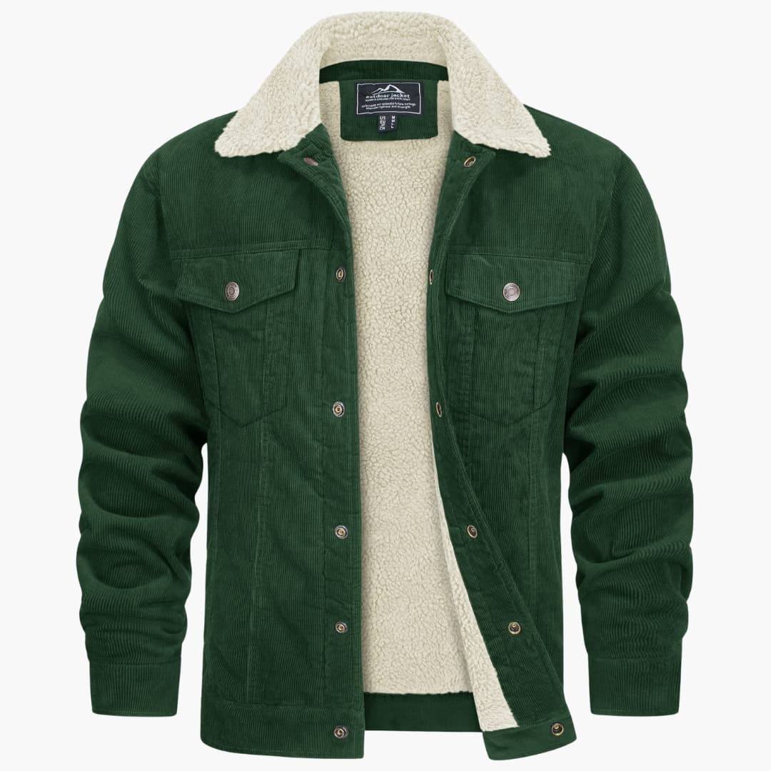 Veste homme à col imitation fourrure avec surface côtelée