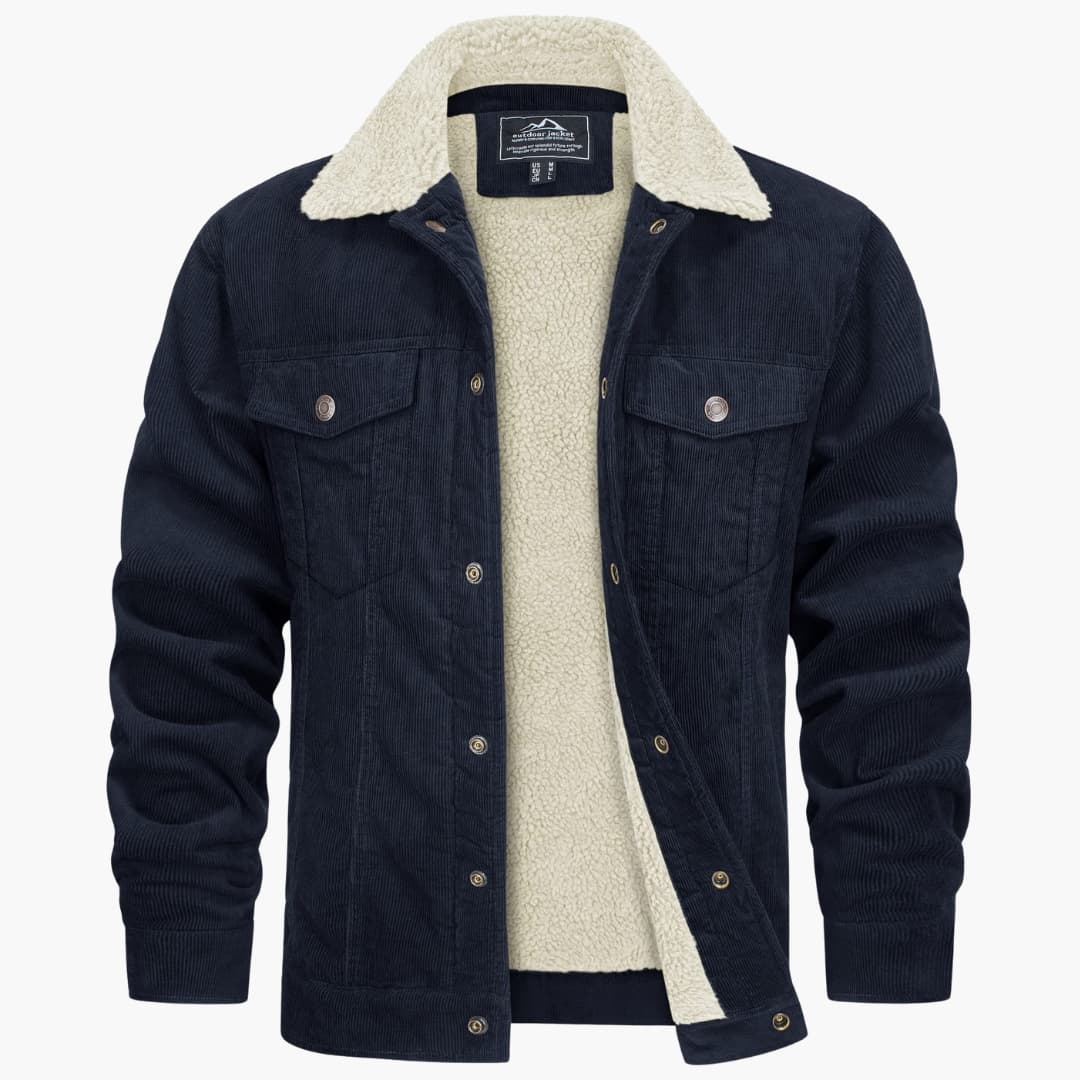 Veste homme à col imitation fourrure avec surface côtelée