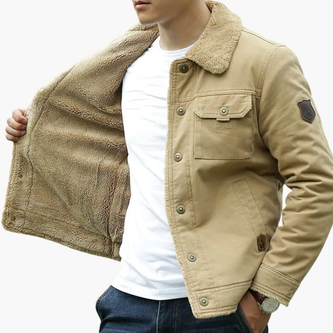 Veste homme à col imitation fourrure boutonnée
