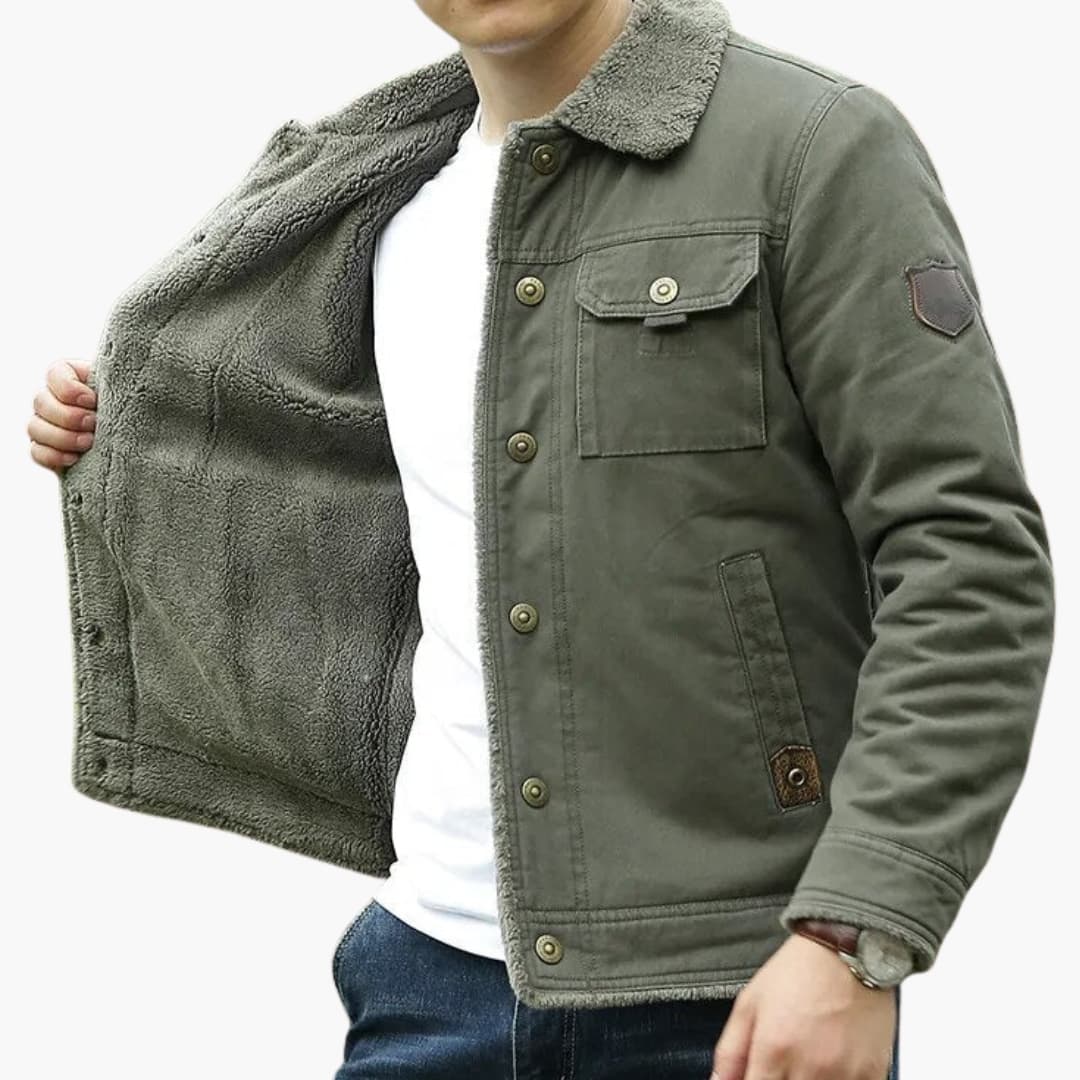 Veste homme à col imitation fourrure boutonnée