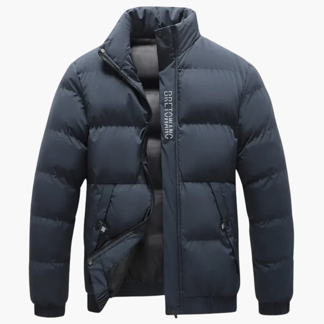 Giacca uomo con collo alto in tessuto sharkskin