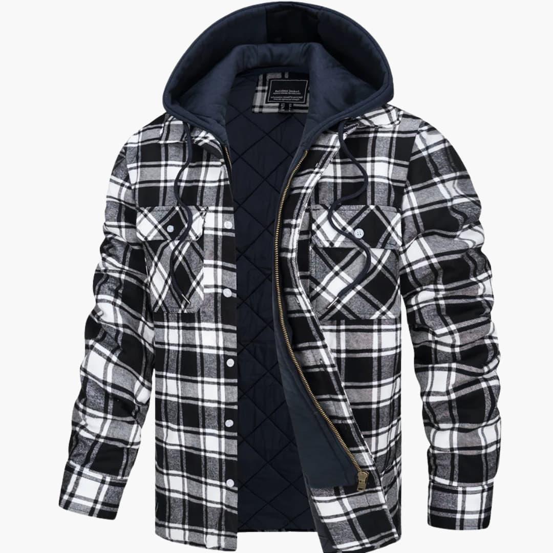 Veste homme avec motif à carreaux et capuche