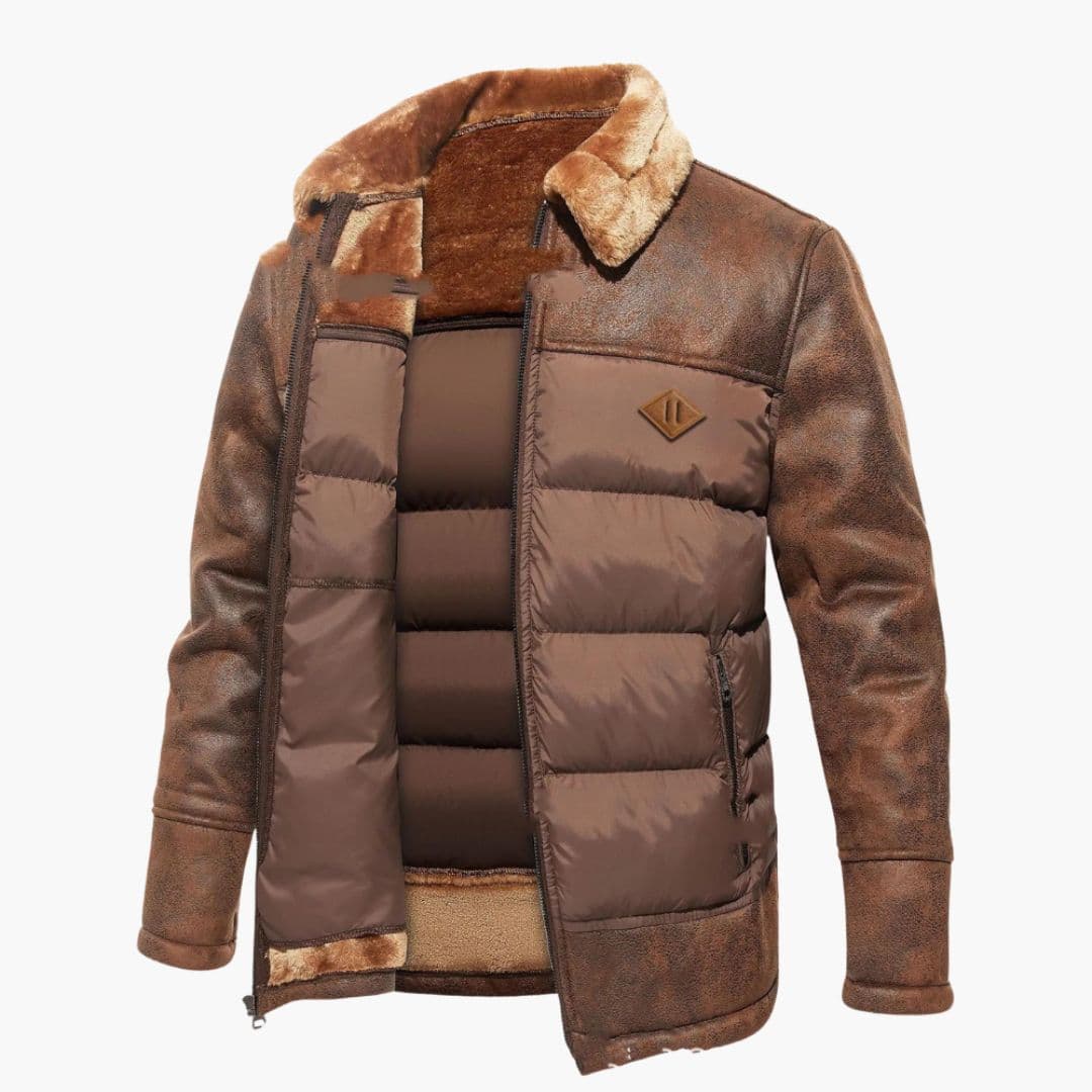 Veste homme matelassée avec col imitation fourrure